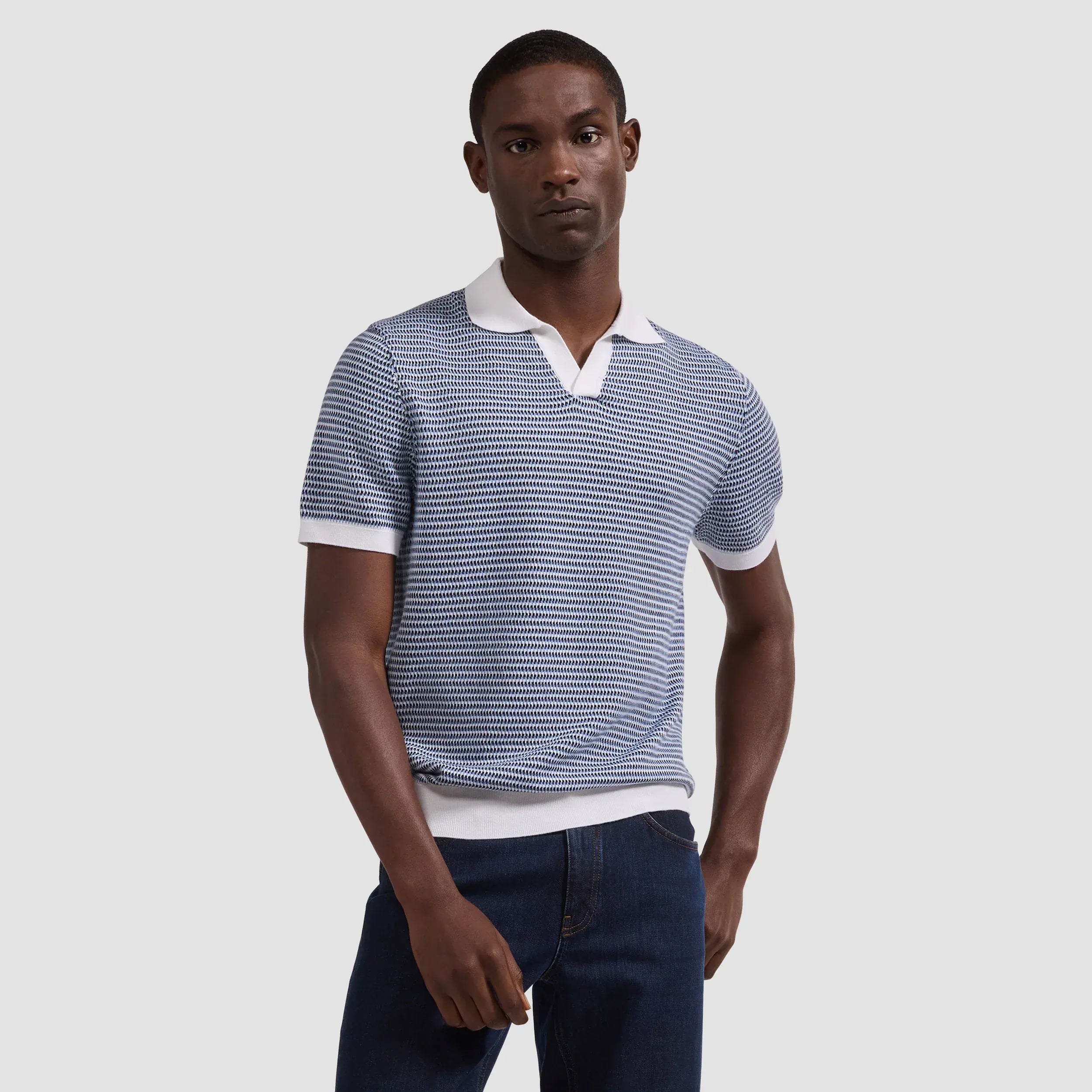 Bugatchi Polos Johnny Collar Short Sleeve Sweater in Navy