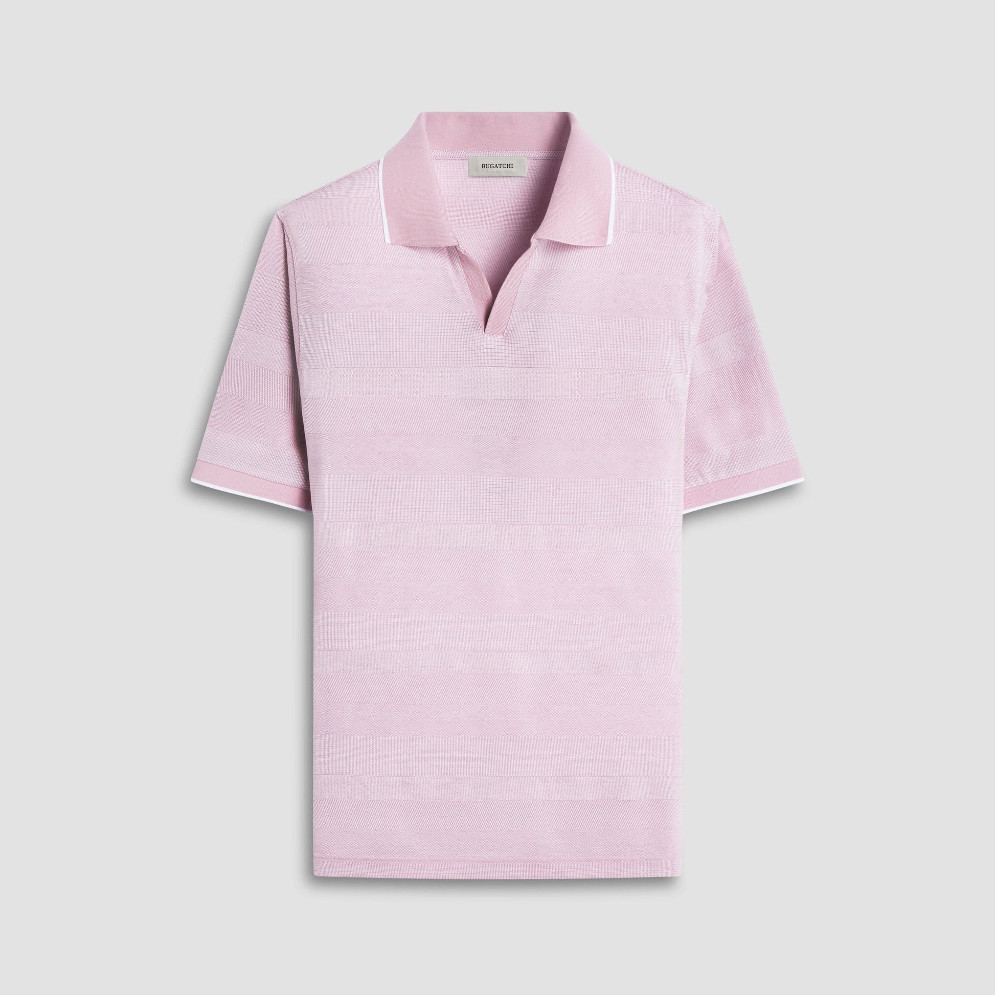 Bugatchi Polos Mixed Media Johnny Collar Polo Shirt - Dusty Pink