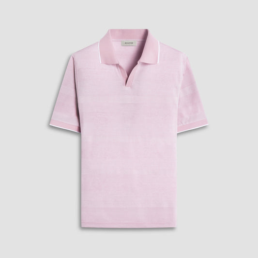 Bugatchi Polos Mixed Media Johnny Collar Polo Shirt - Dusty Pink