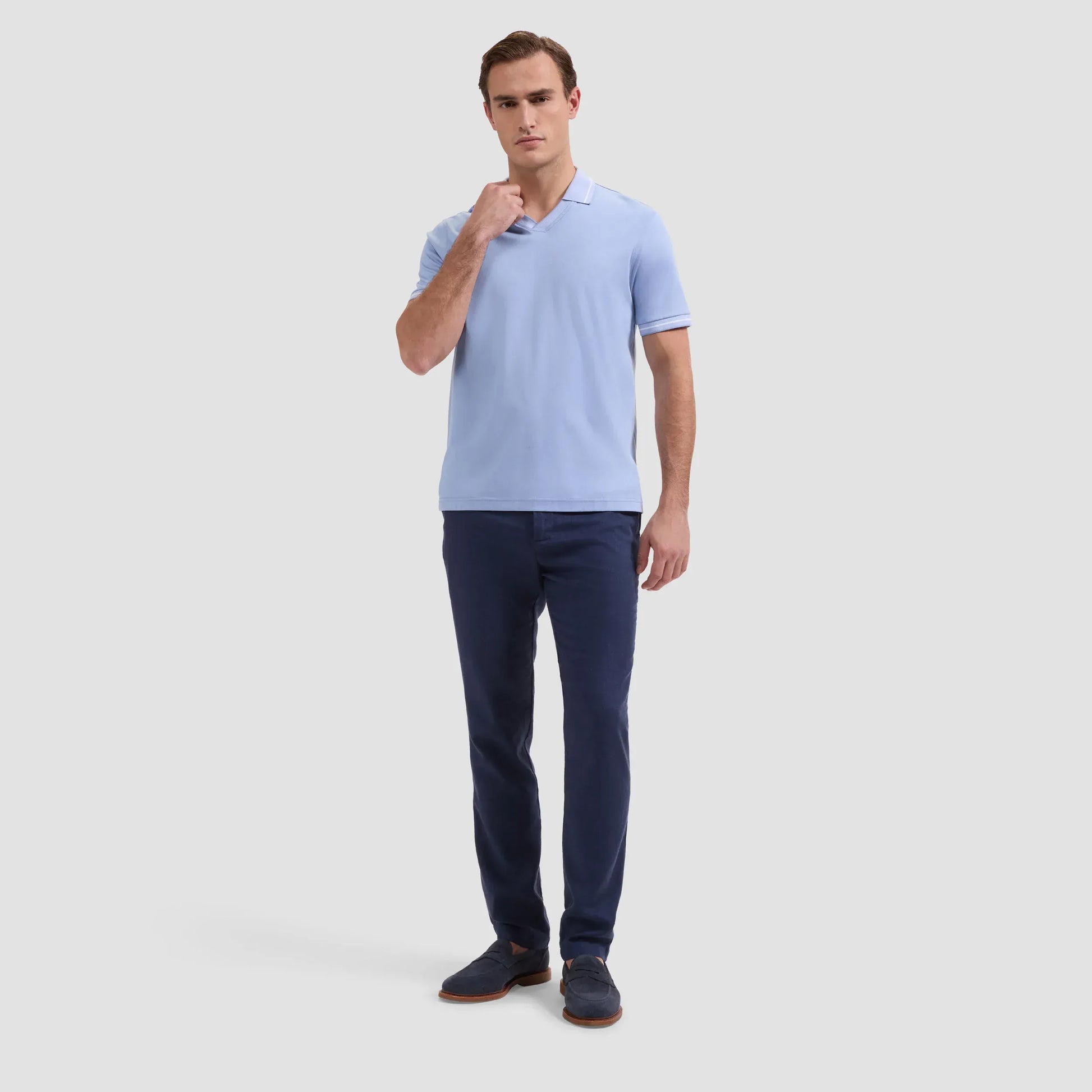 Bugatchi Polos Pima Johnny Collar Polo in Air Blue
