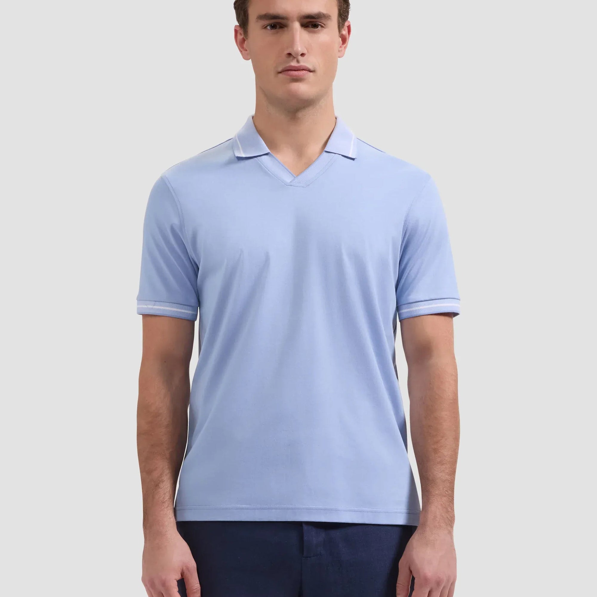 Bugatchi Polos Pima Johnny Collar Polo in Air Blue