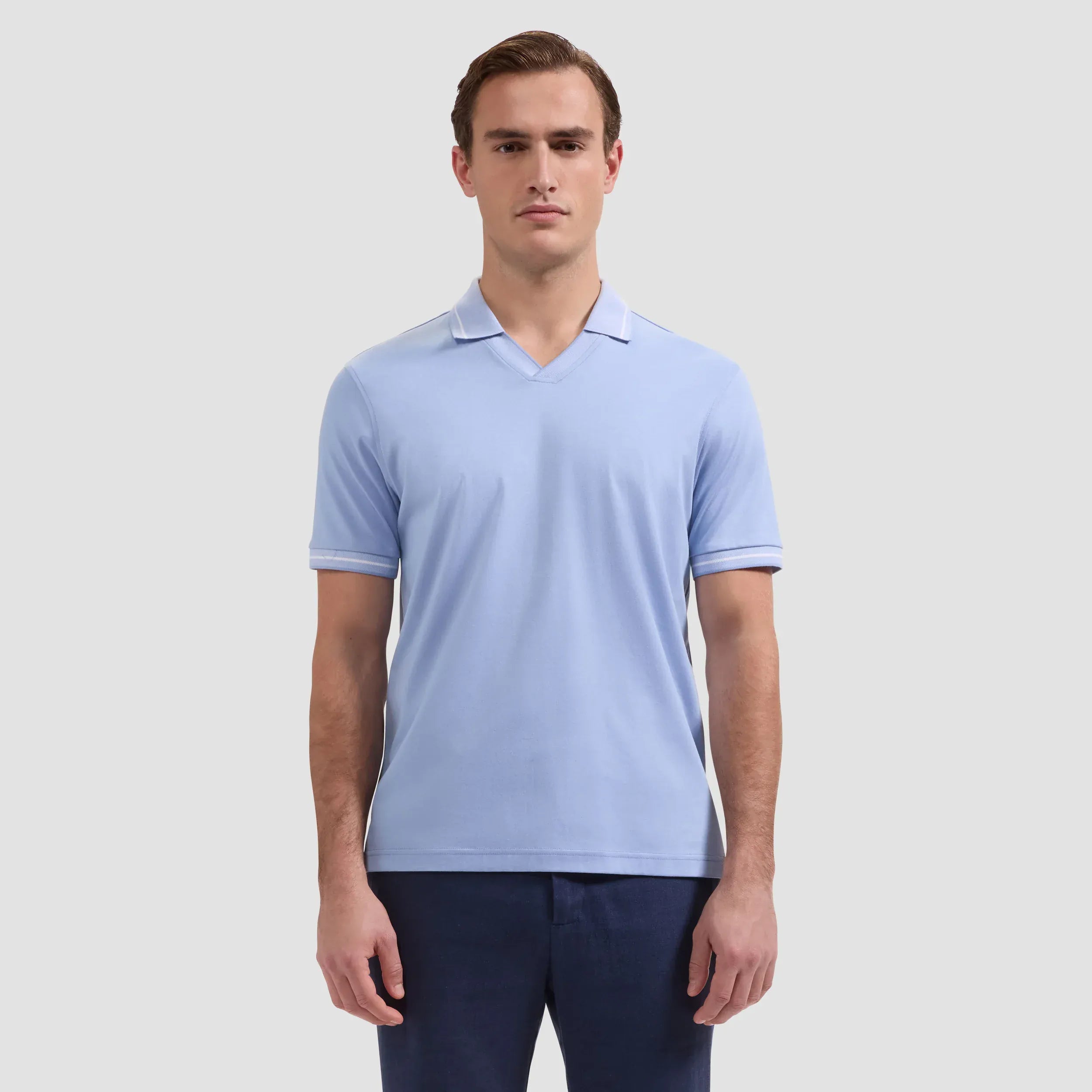 Bugatchi Polos Pima Johnny Collar Polo in Air Blue