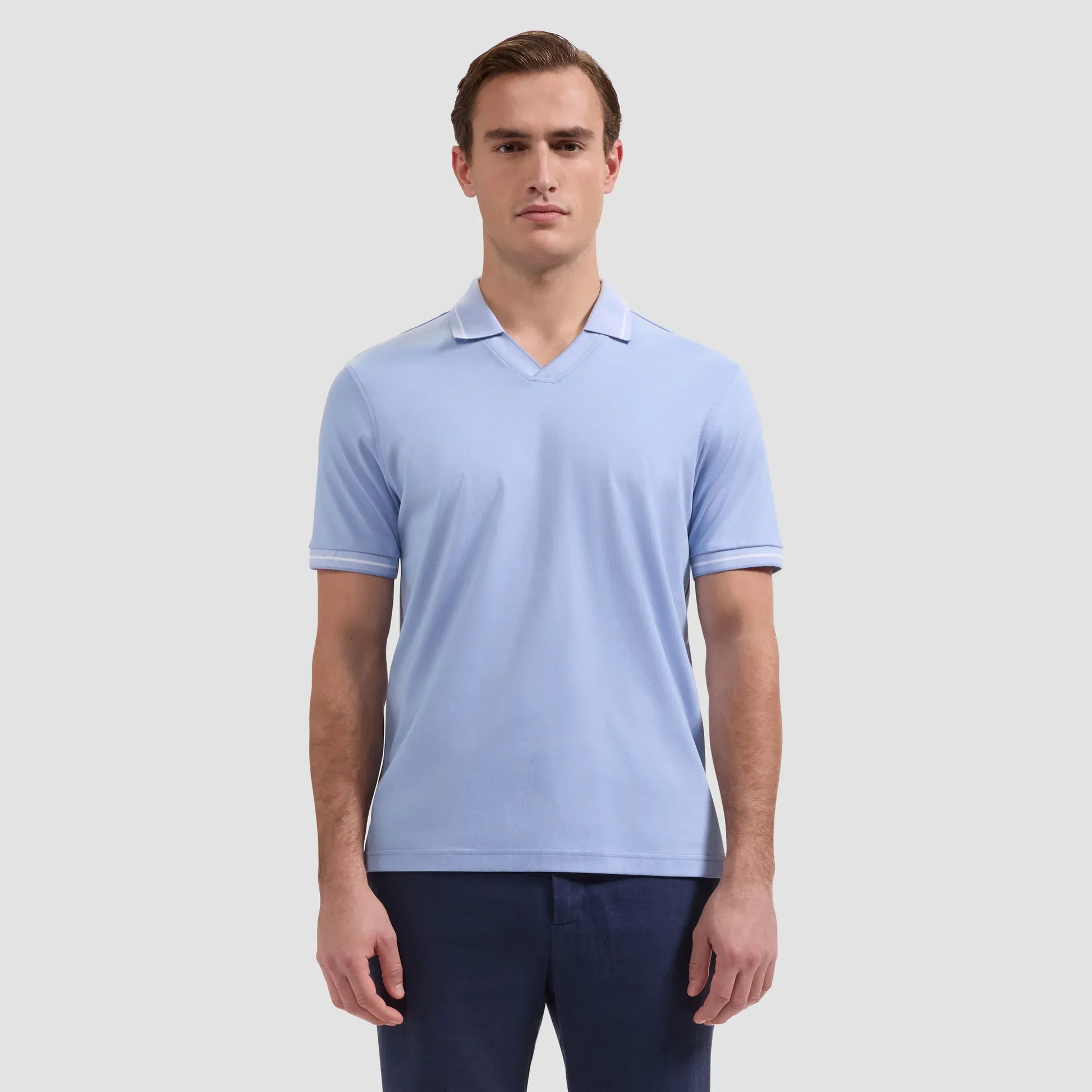 Bugatchi Polos Pima Johnny Collar Polo in Air Blue
