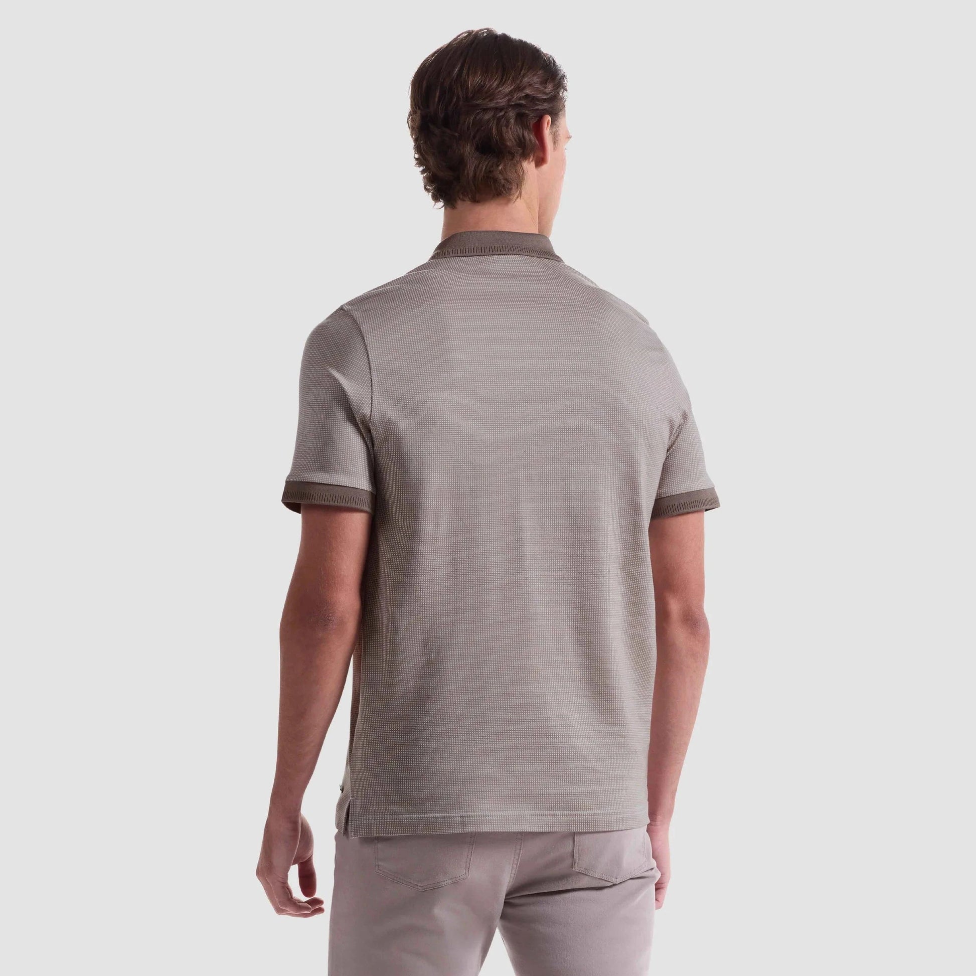 Bugatchi Polos Pin Check Quarter Zip Polo