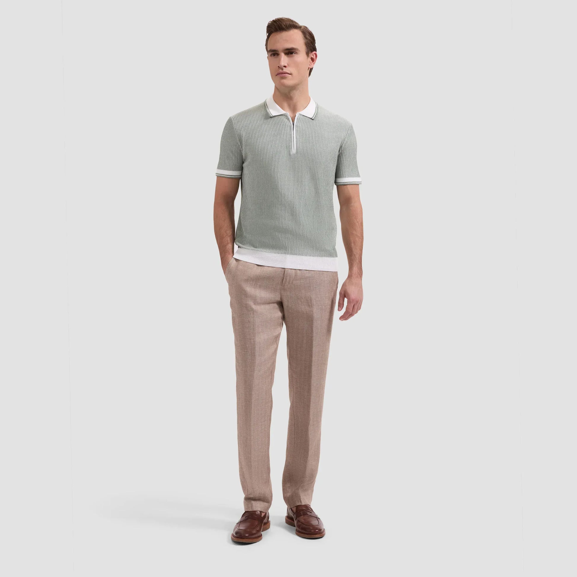 Bugatchi Polos Short-Sleeve Polo Sweater in Khaki