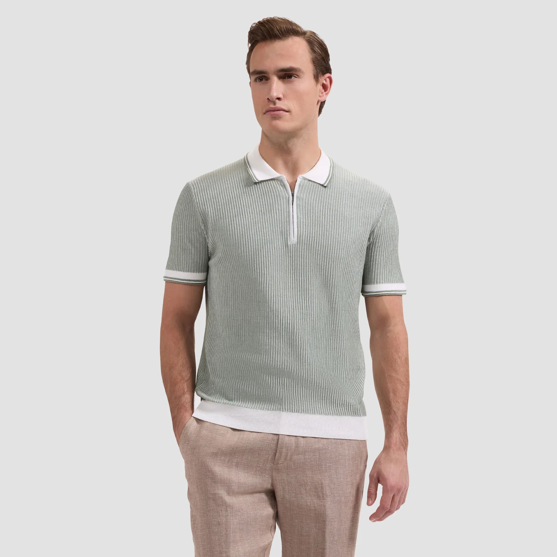 Bugatchi Polos Short-Sleeve Polo Sweater in Khaki