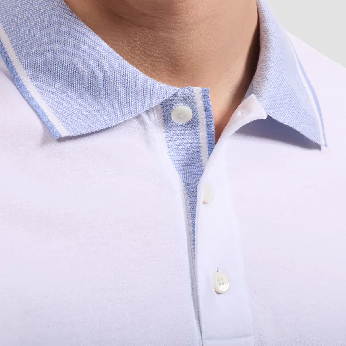 Bugatchi Polos Solid Pima Three-Button Polo in White