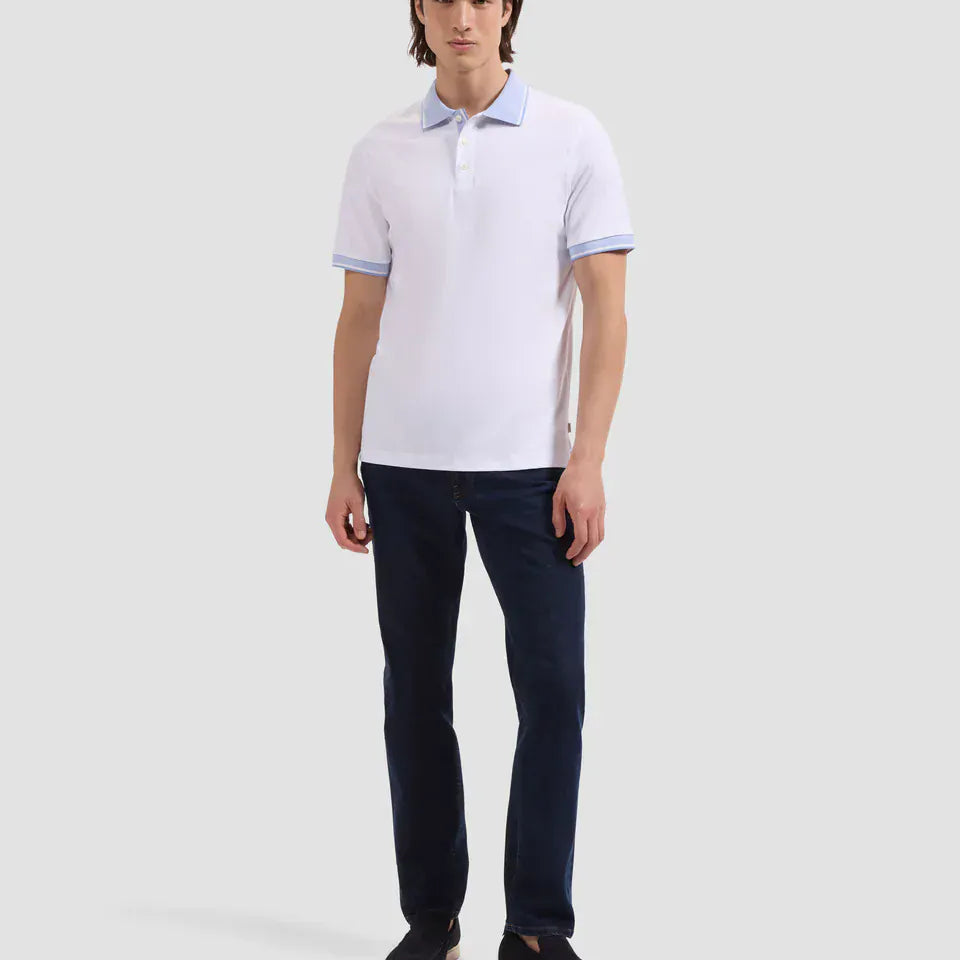 Bugatchi Polos Solid Pima Three-Button Polo in White