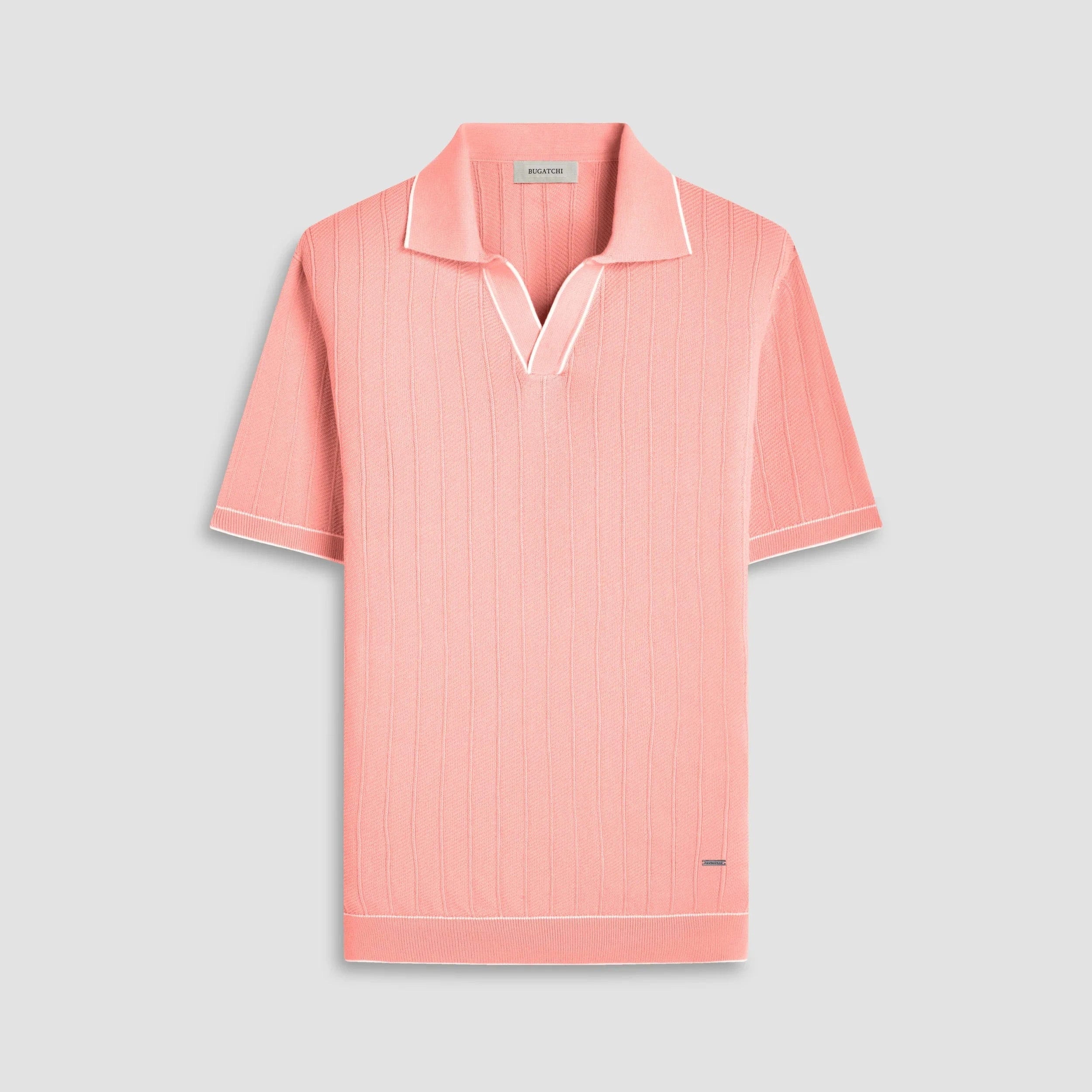Bugatchi Polos Wide Rib Short Sleeve Johnny Sweater - Papaya