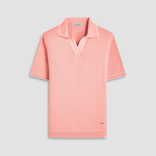 Bugatchi Polos Wide Rib Short Sleeve Johnny Sweater - Papaya