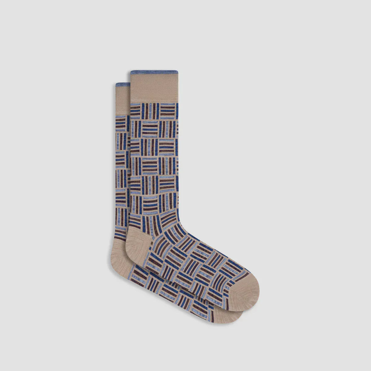 Bugatchi Socks Basketweave Mid-Calf Socks in Mocha