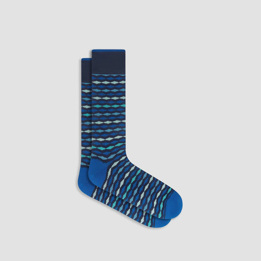 Bugatchi Socks Geometric Mid-Calf Socks - Navy