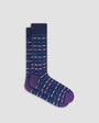Bugatchi Socks Geometric Mid-Calf Socks - Night Blue