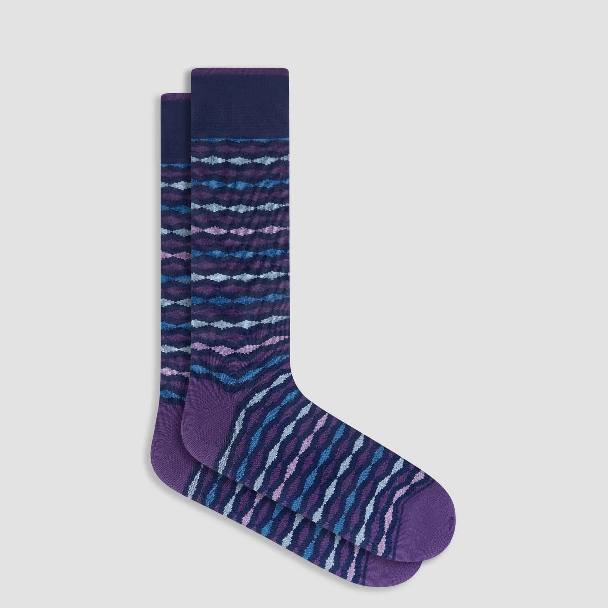 Bugatchi Socks Geometric Mid-Calf Socks - Night Blue