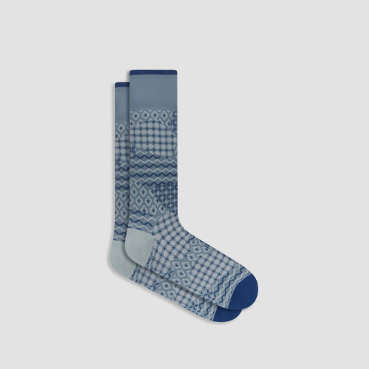 Bugatchi Socks Geometric Mid-Calf Socks - Shark
