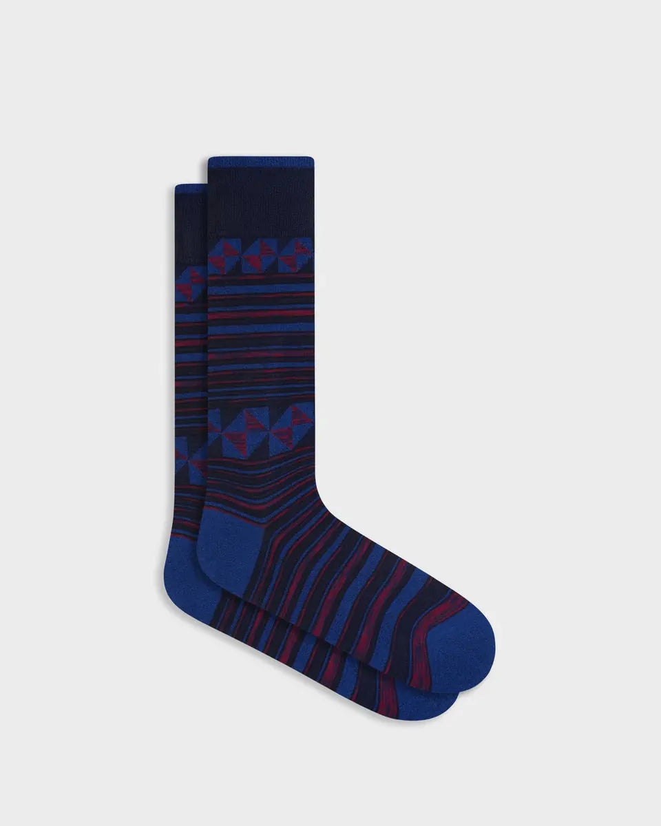 Bugatchi Socks Geometric Stripe Mid-Calf Socks