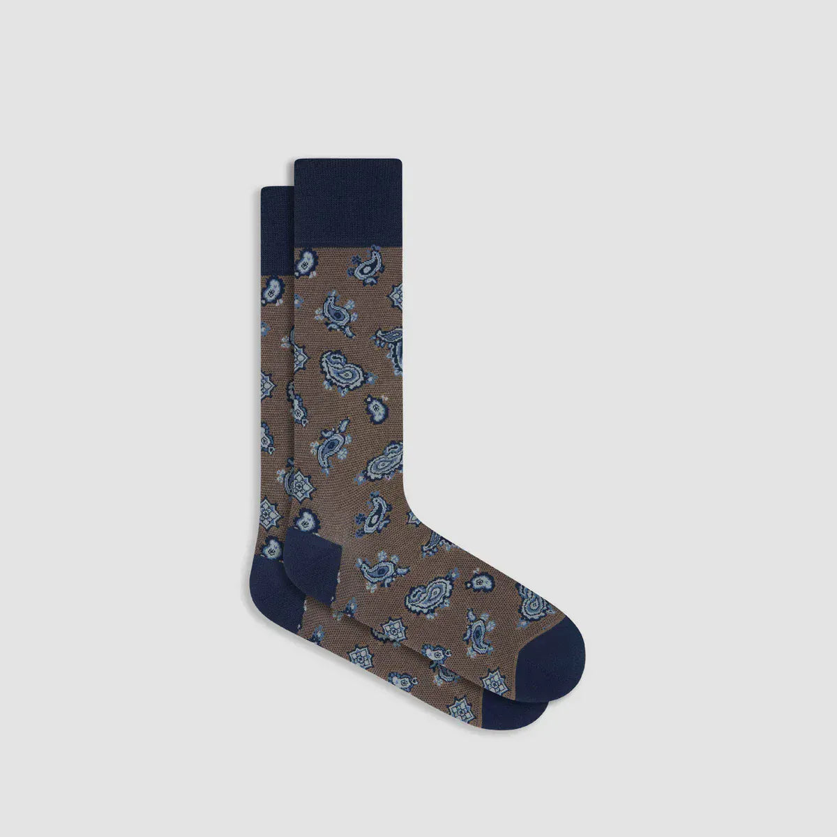 Bugatchi Socks Paisley Mid-Calf Socks in Mocha