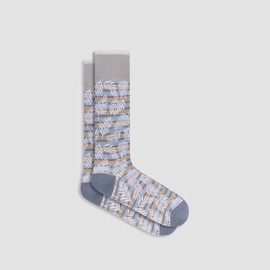 Bugatchi Socks Palm Leaf Mid-Calf Socks - Cement