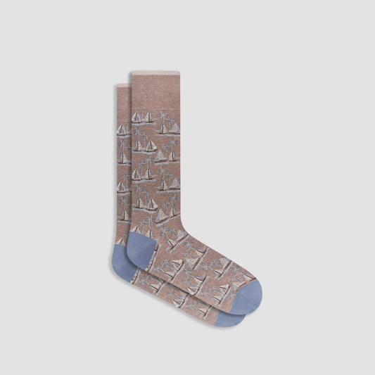 Bugatchi Socks Sailboat Mid-Calf Socks - Sand