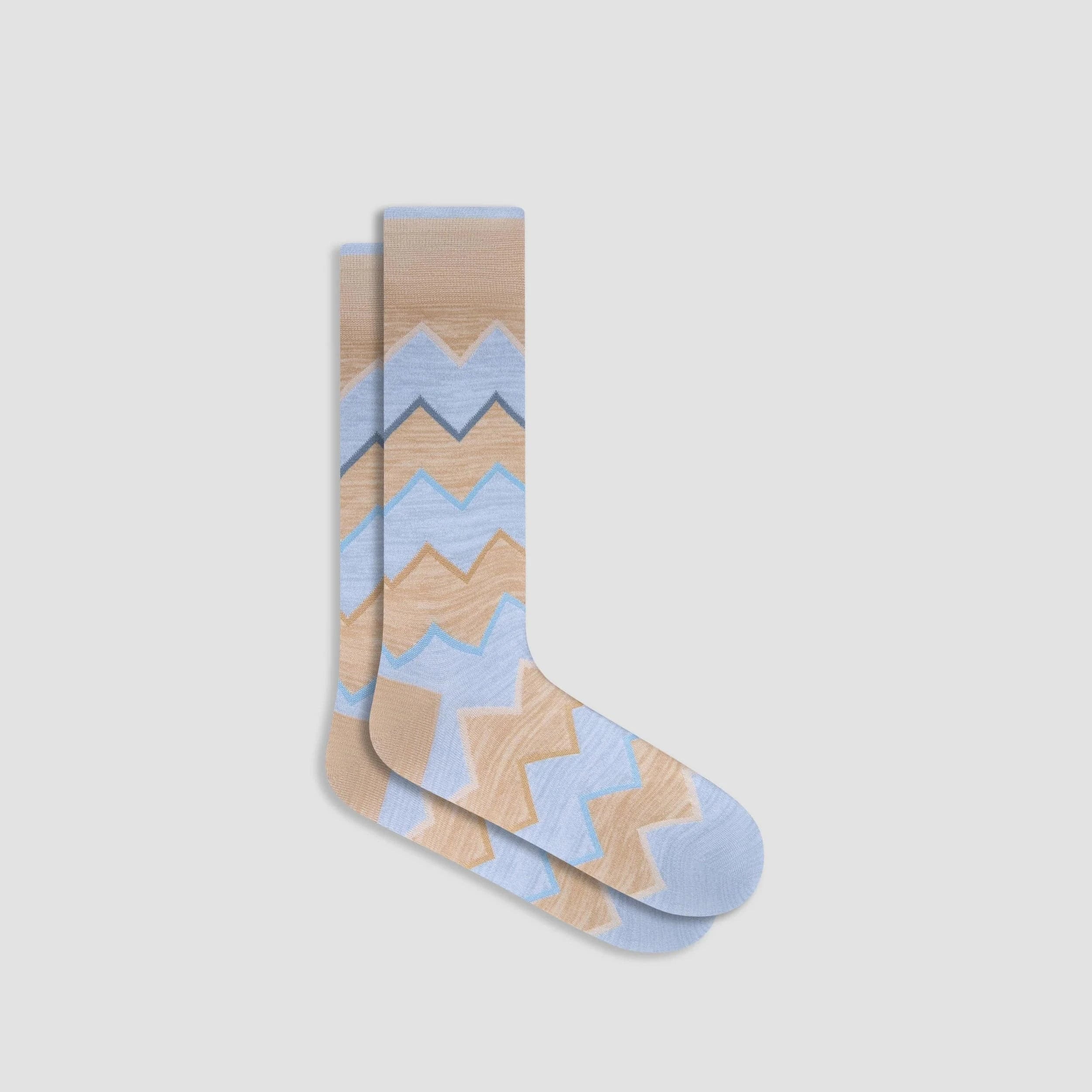 Bugatchi Socks Sand / OS Chevron Stripe Mid-Calf Socks - Sand