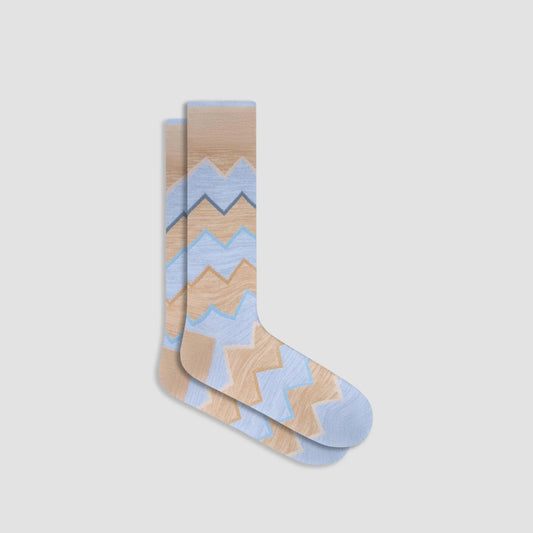 Bugatchi Socks Sand / OS Chevron Stripe Mid-Calf Socks - Sand