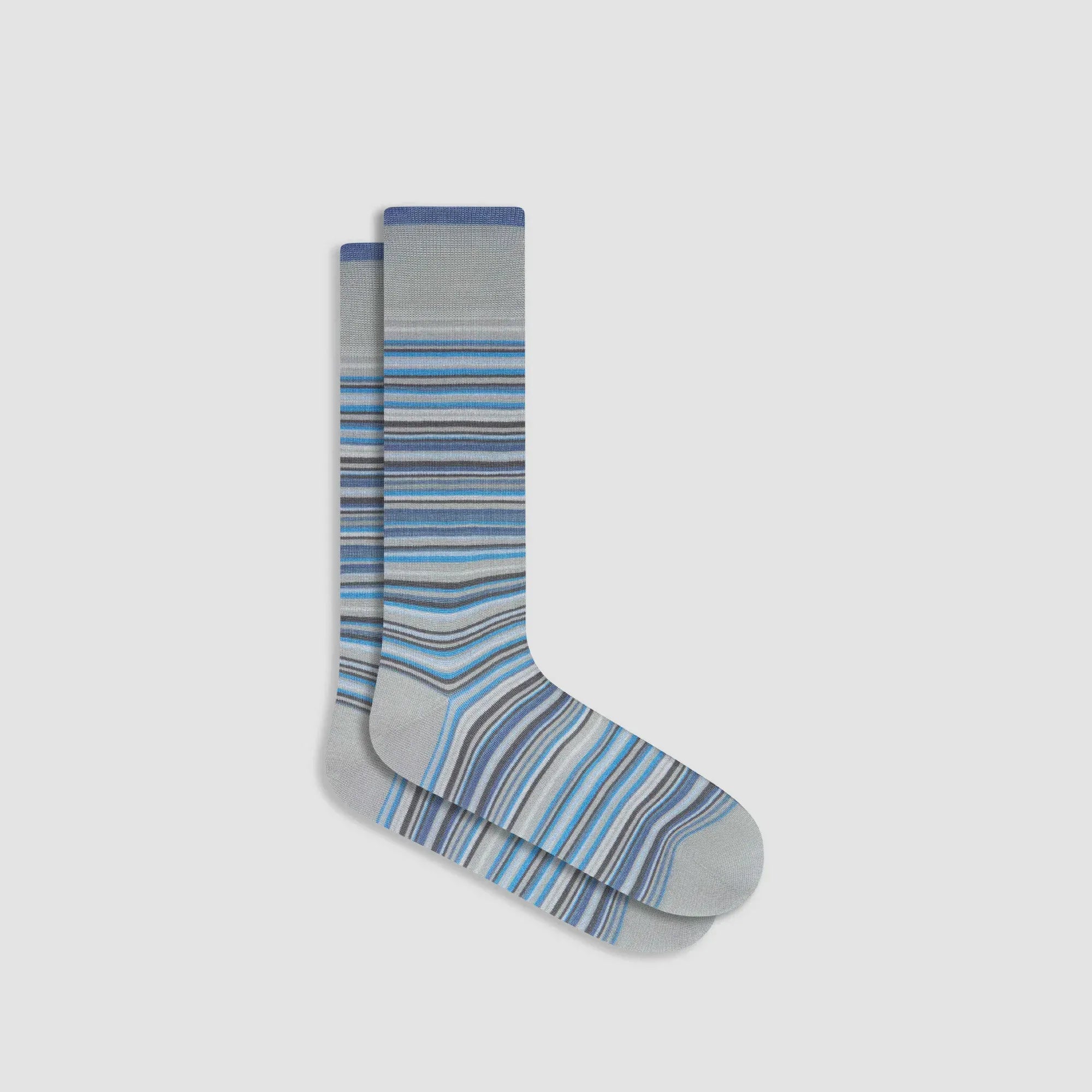 Bugatchi Socks Striped Mid-Calf Socks in Cement