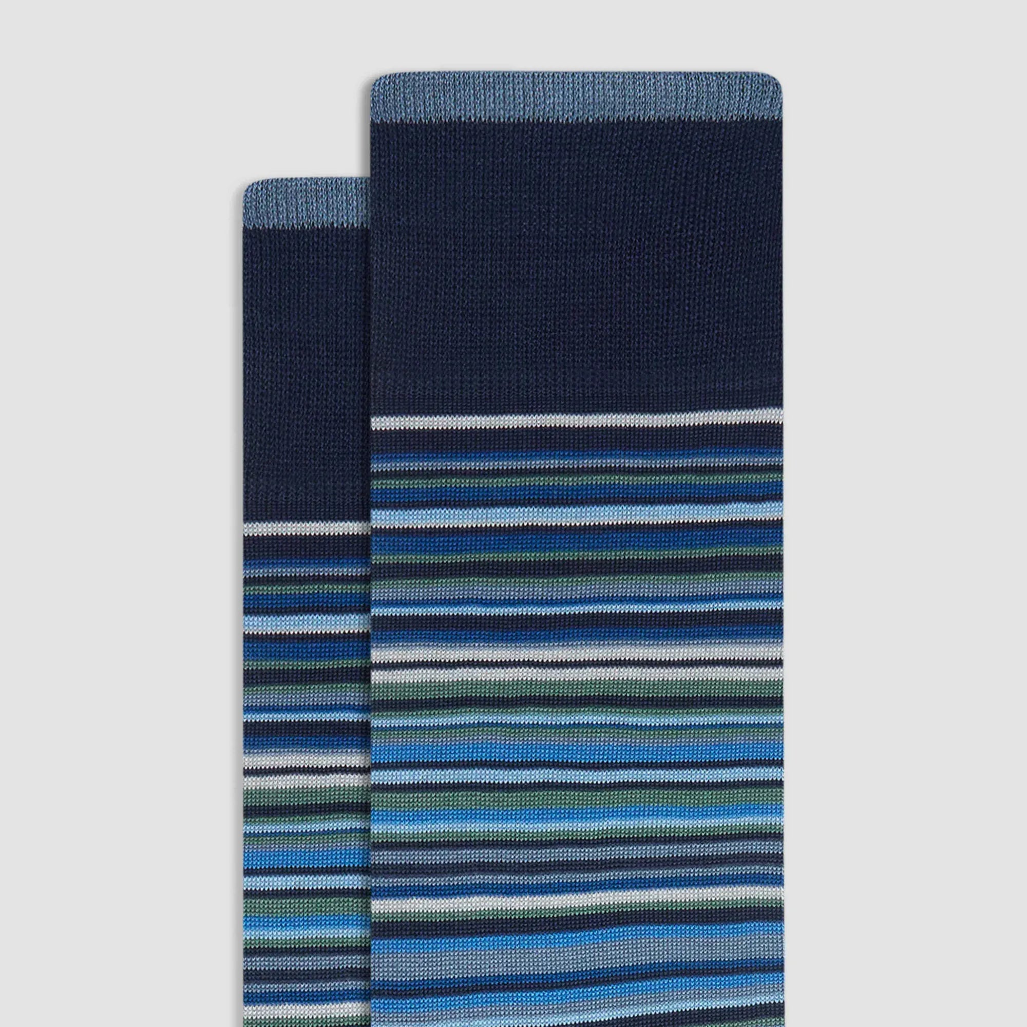Bugatchi Socks Striped Mid-Calf Socks in Navy
