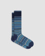 Bugatchi Socks Striped Mid-Calf Socks in Navy
