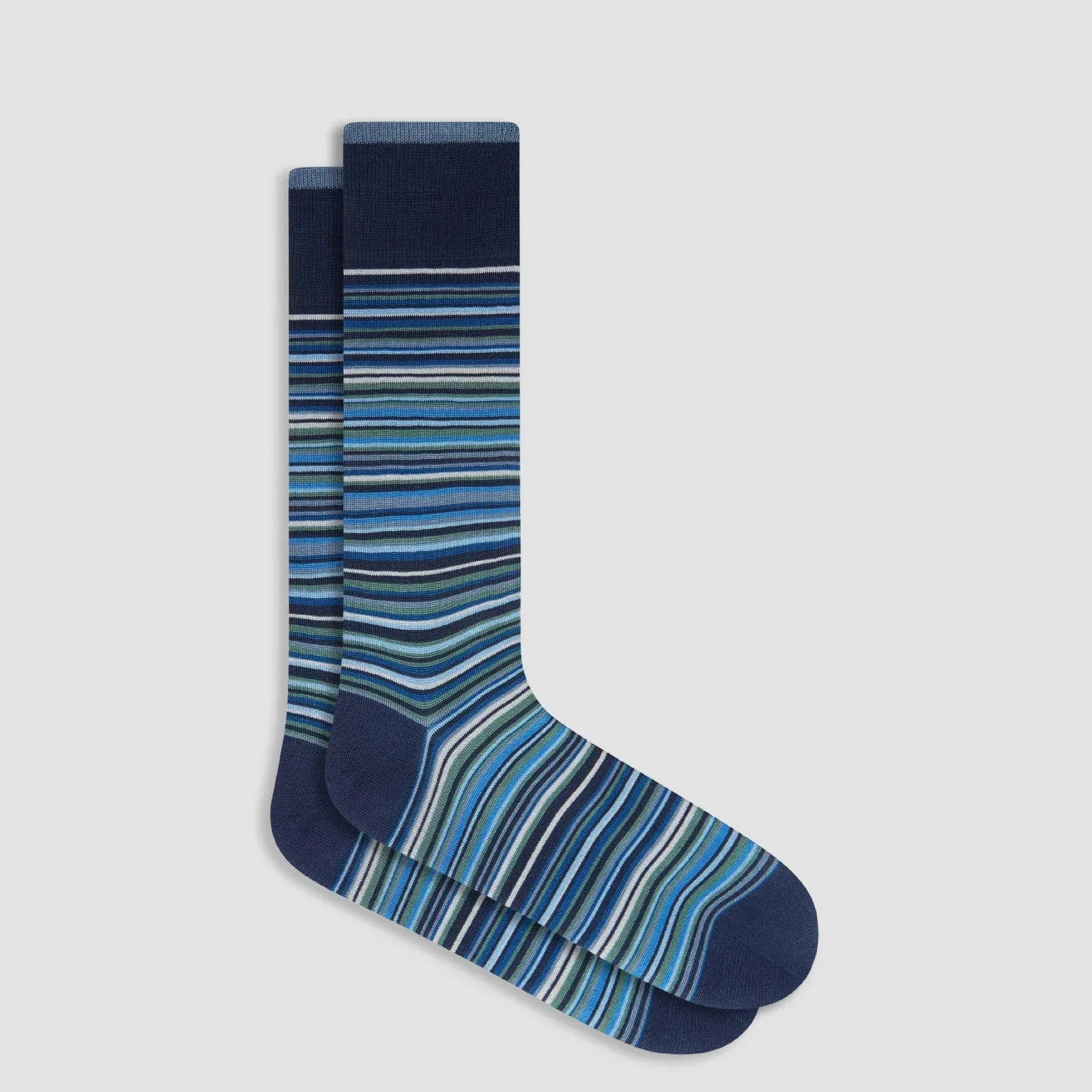 Bugatchi Socks Striped Mid-Calf Socks in Navy