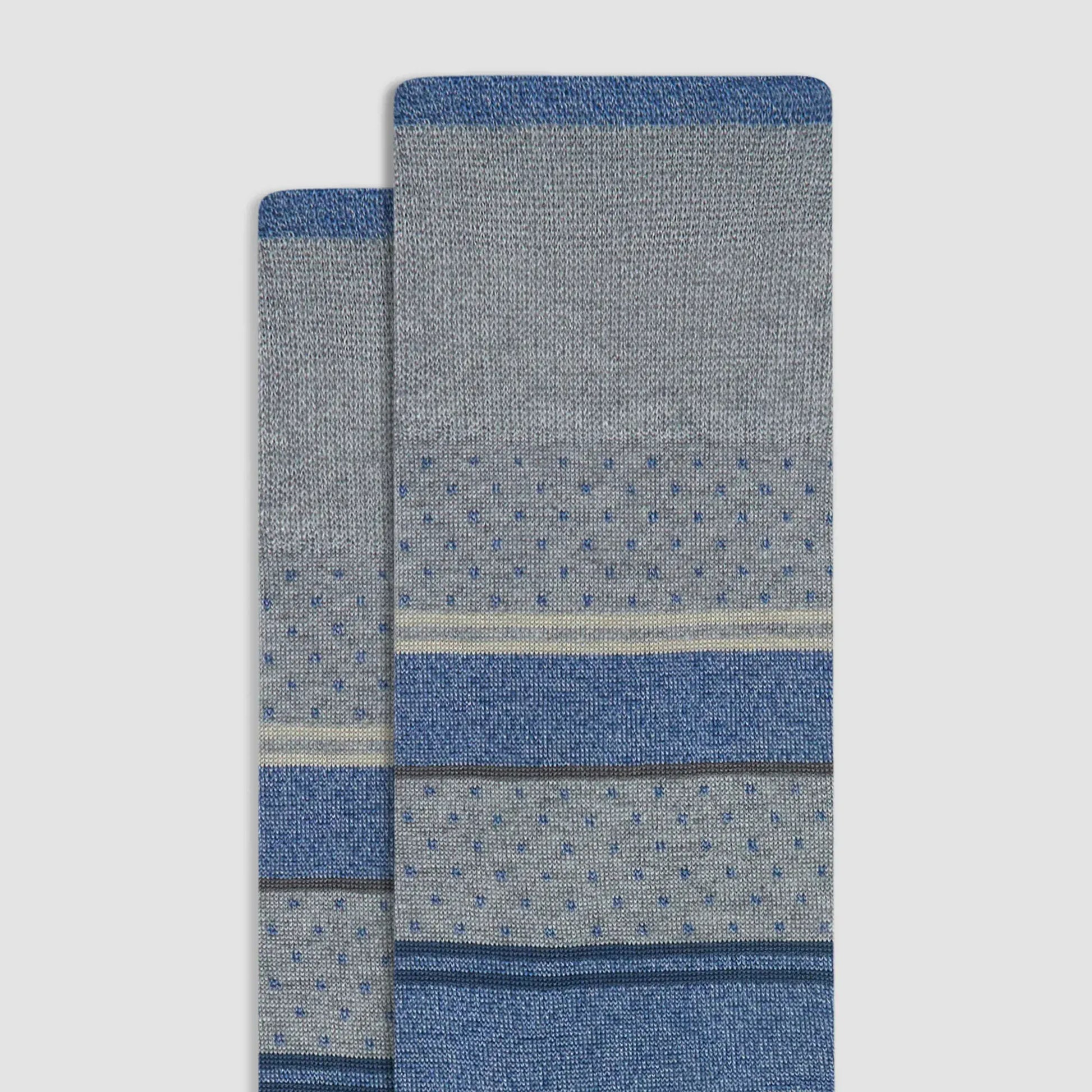 Bugatchi Socks Stripes & Dots Mid-Calf Socks in Steel