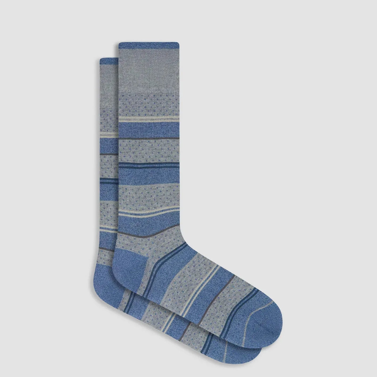 Bugatchi Socks Stripes & Dots Mid-Calf Socks in Steel