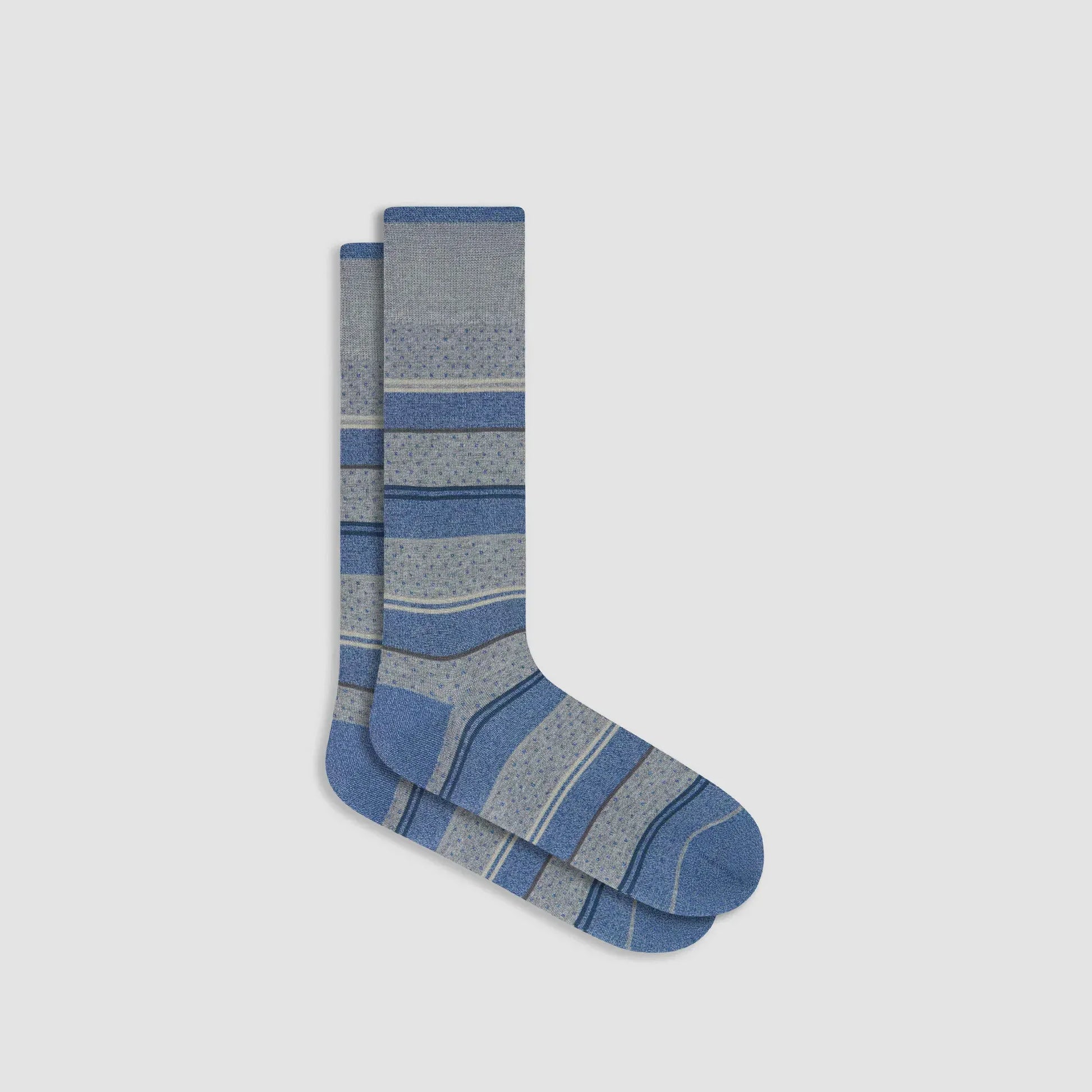 Bugatchi Socks Stripes & Dots Mid-Calf Socks in Steel