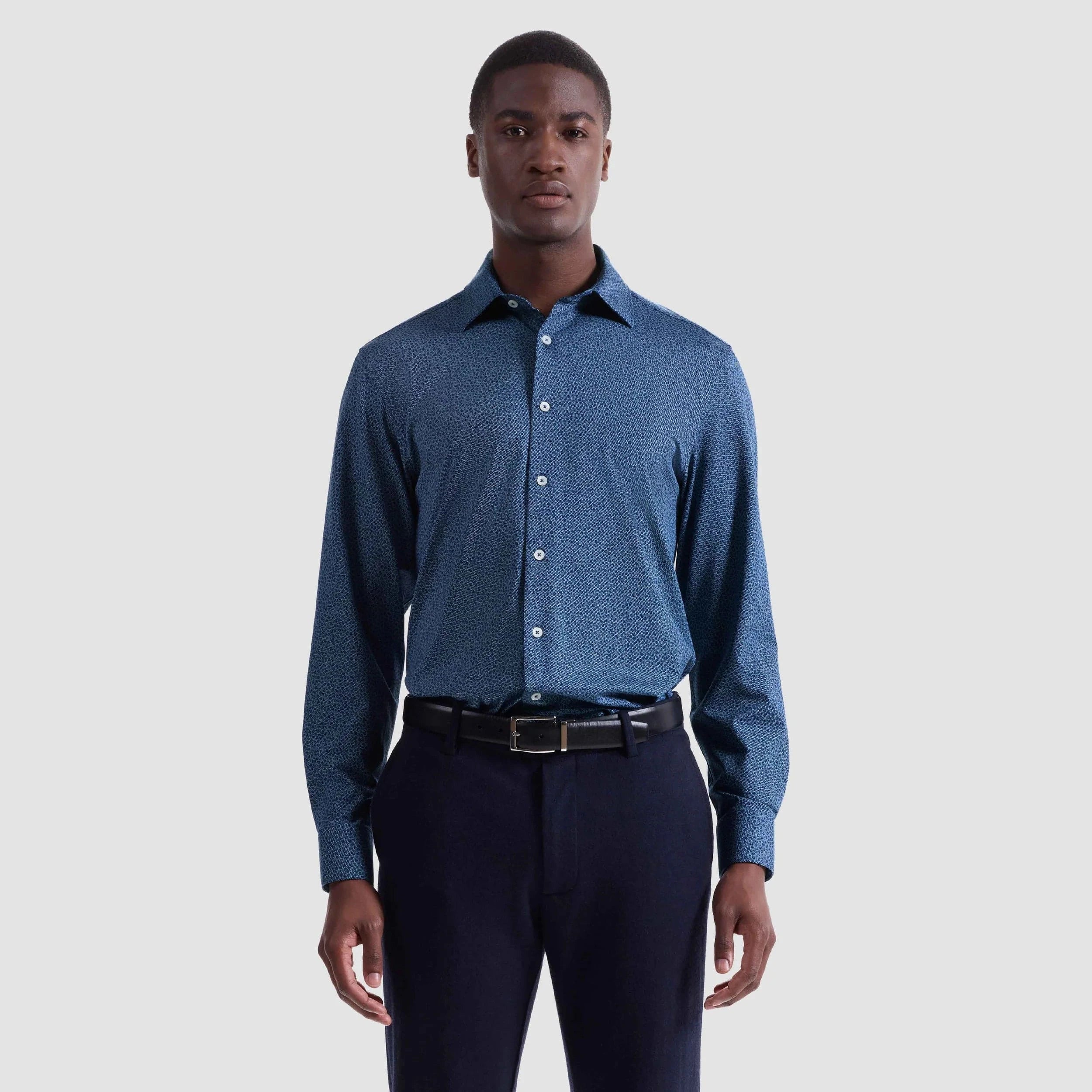 Bugatchi Sport Shirts 411 / S James Leaf Print OoohCotton Shirt