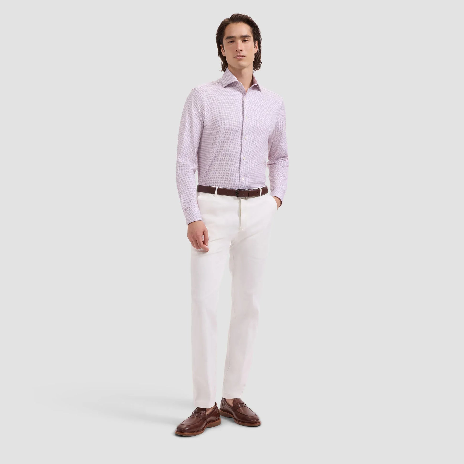 Bugatchi Sport Shirts Devon OoohCotton® Geometric Shirt in Primerose