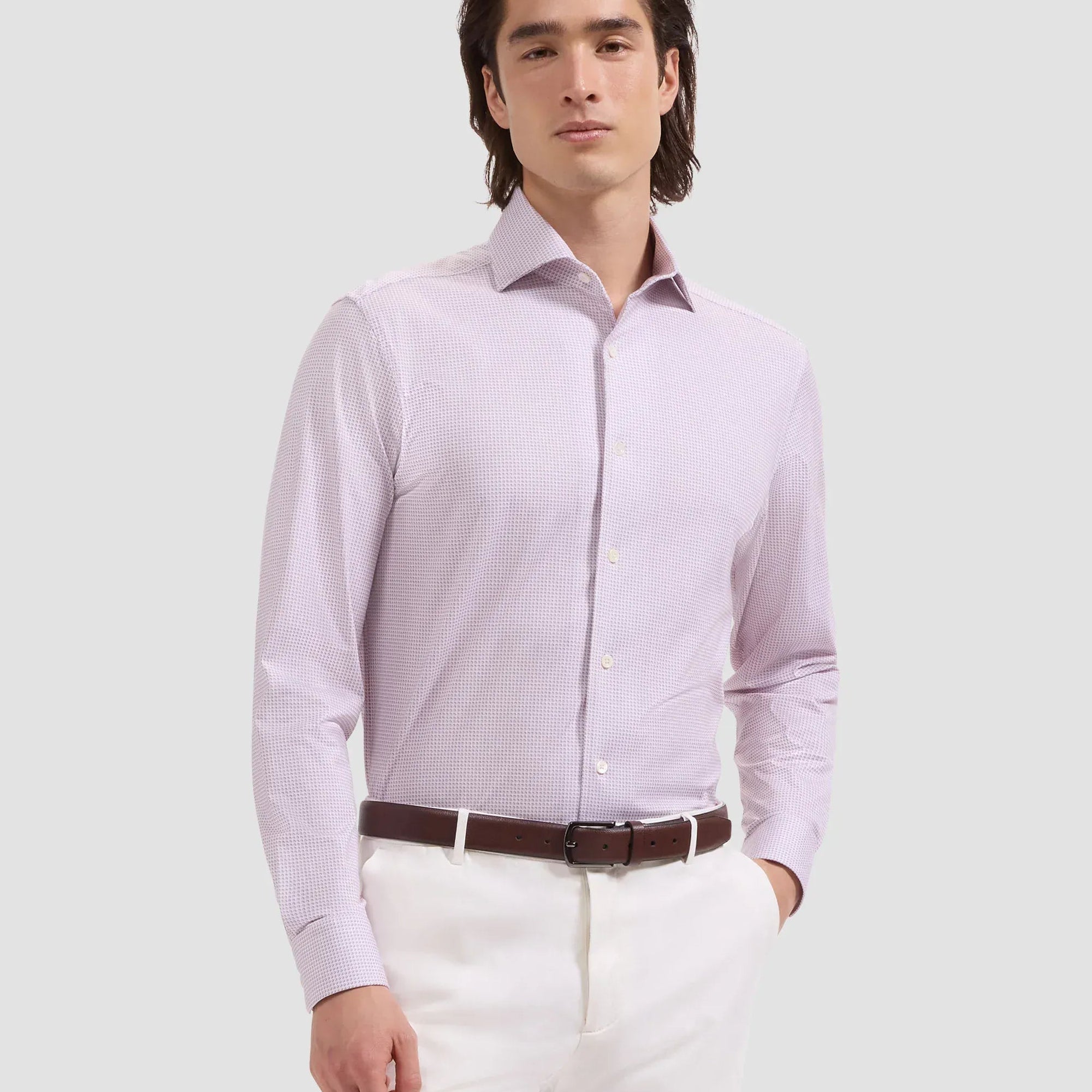 Bugatchi Sport Shirts Devon OoohCotton® Geometric Shirt in Primerose