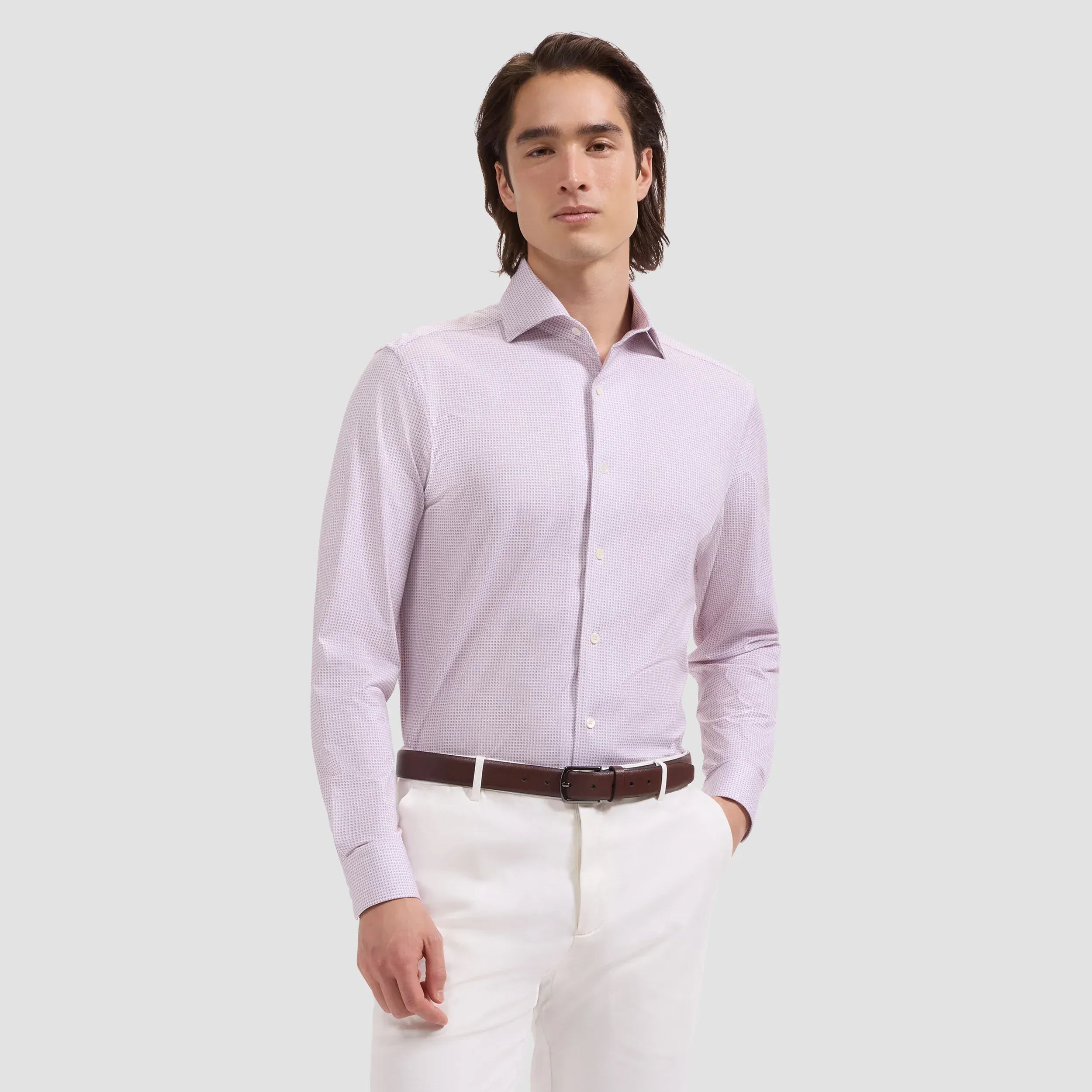 Bugatchi Sport Shirts Devon OoohCotton® Geometric Shirt in Primerose