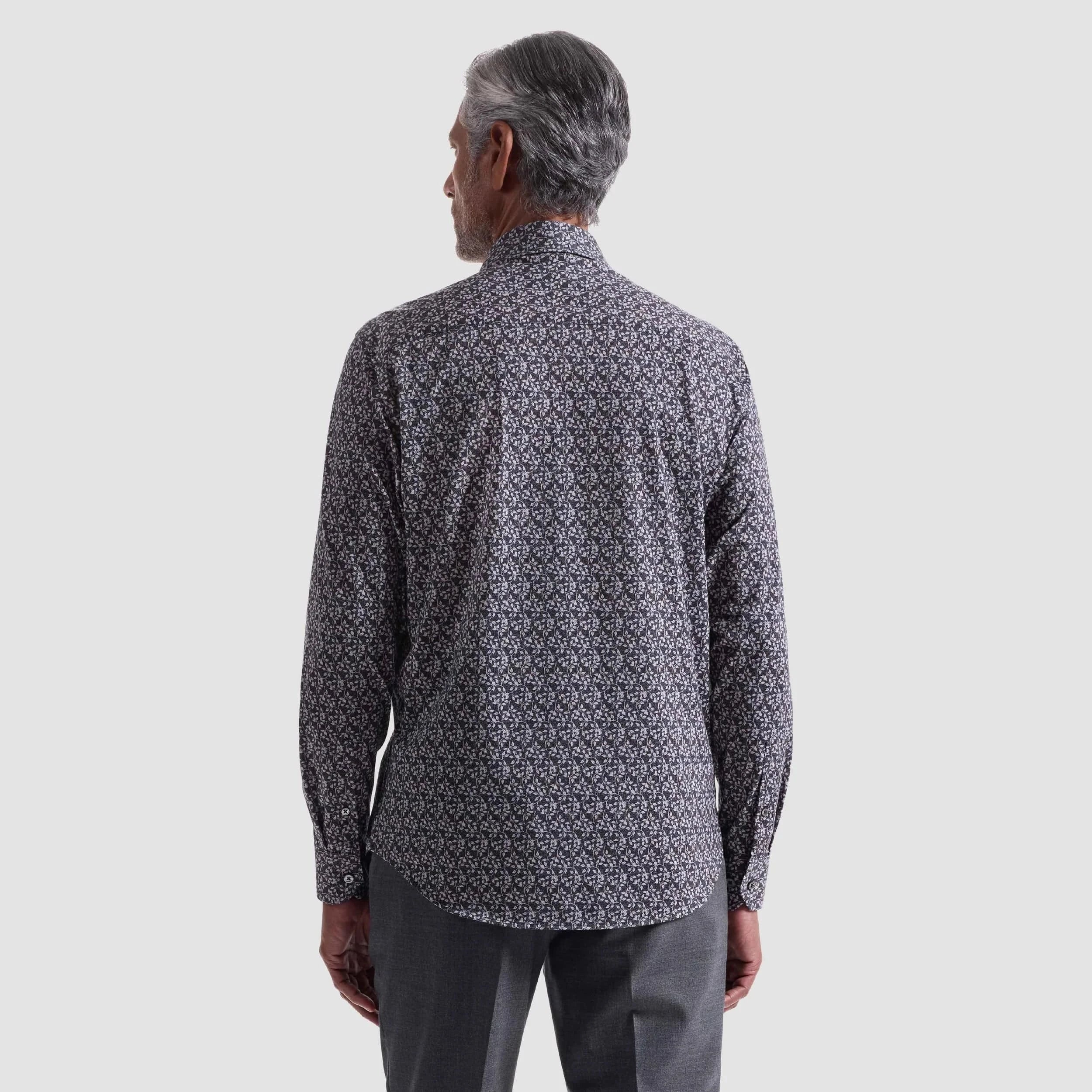 Bugatchi Sport Shirts James Leaf Print OoohCotton Shirt
