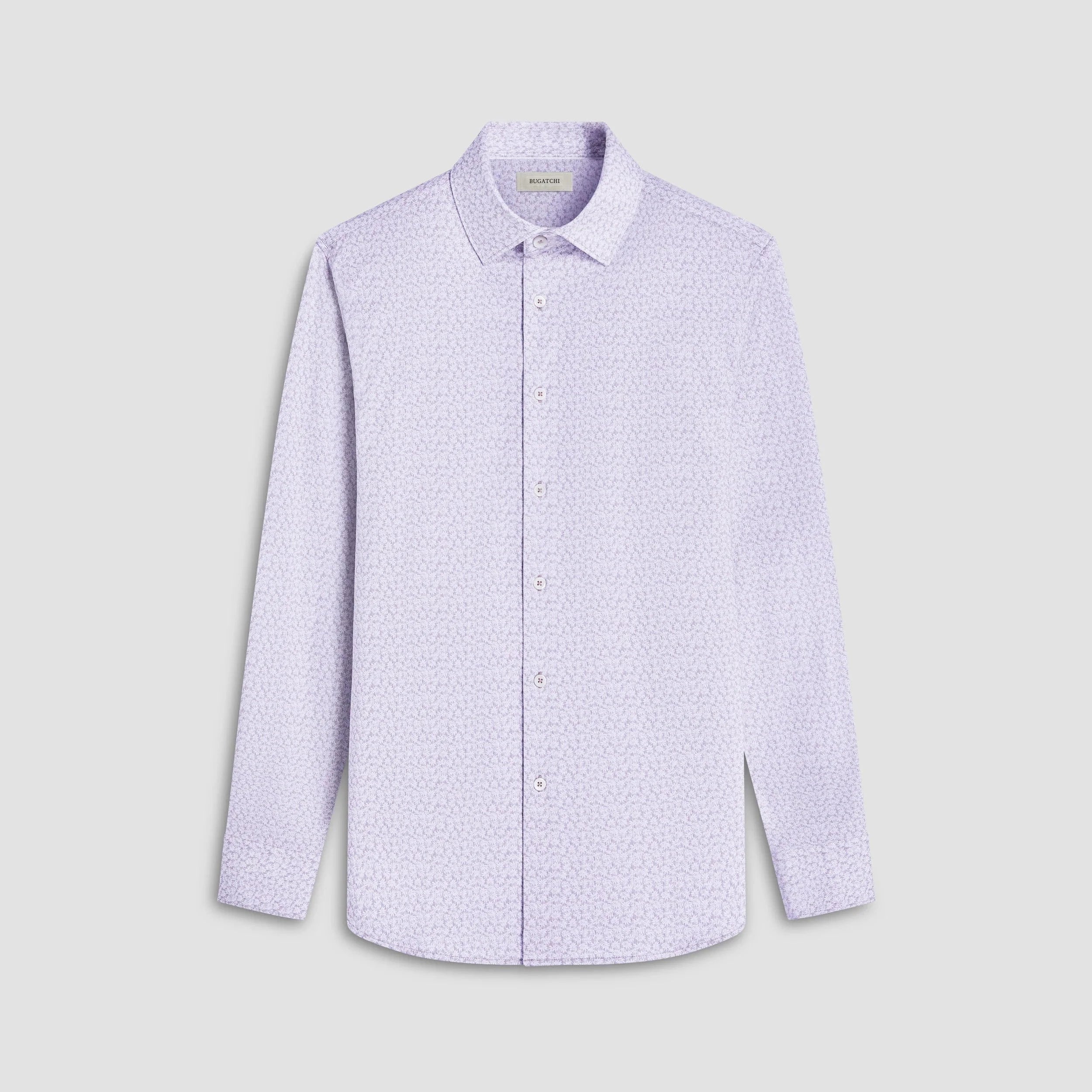 Bugatchi Sport Shirts James Leaf Print OoohCotton® Shirt - Sand