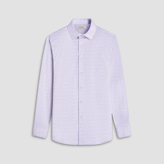 Bugatchi Sport Shirts James Leaf Print OoohCotton® Shirt - Sand