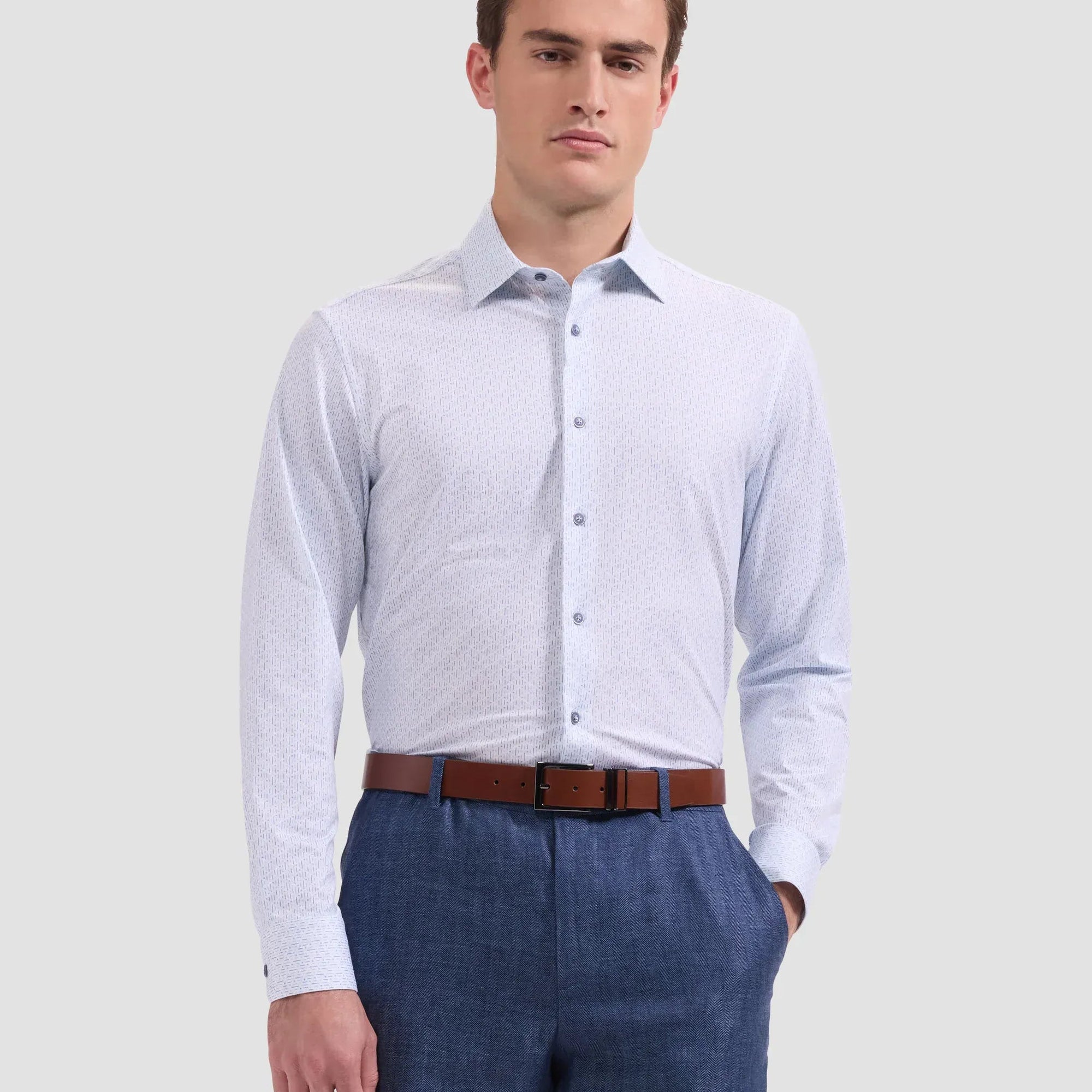 Bugatchi Sport Shirts James OoohCotton® Geometric Shirt in Air Blue