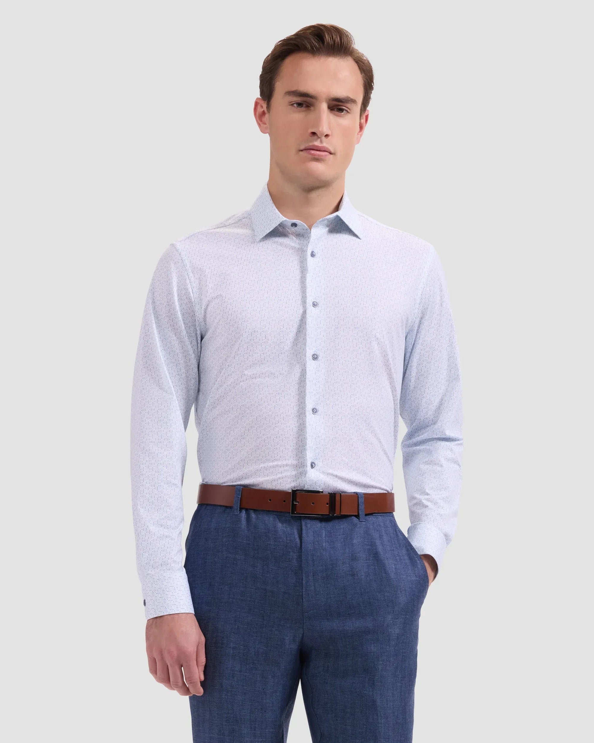 Bugatchi Sport Shirts James OoohCotton® Geometric Shirt in Air Blue