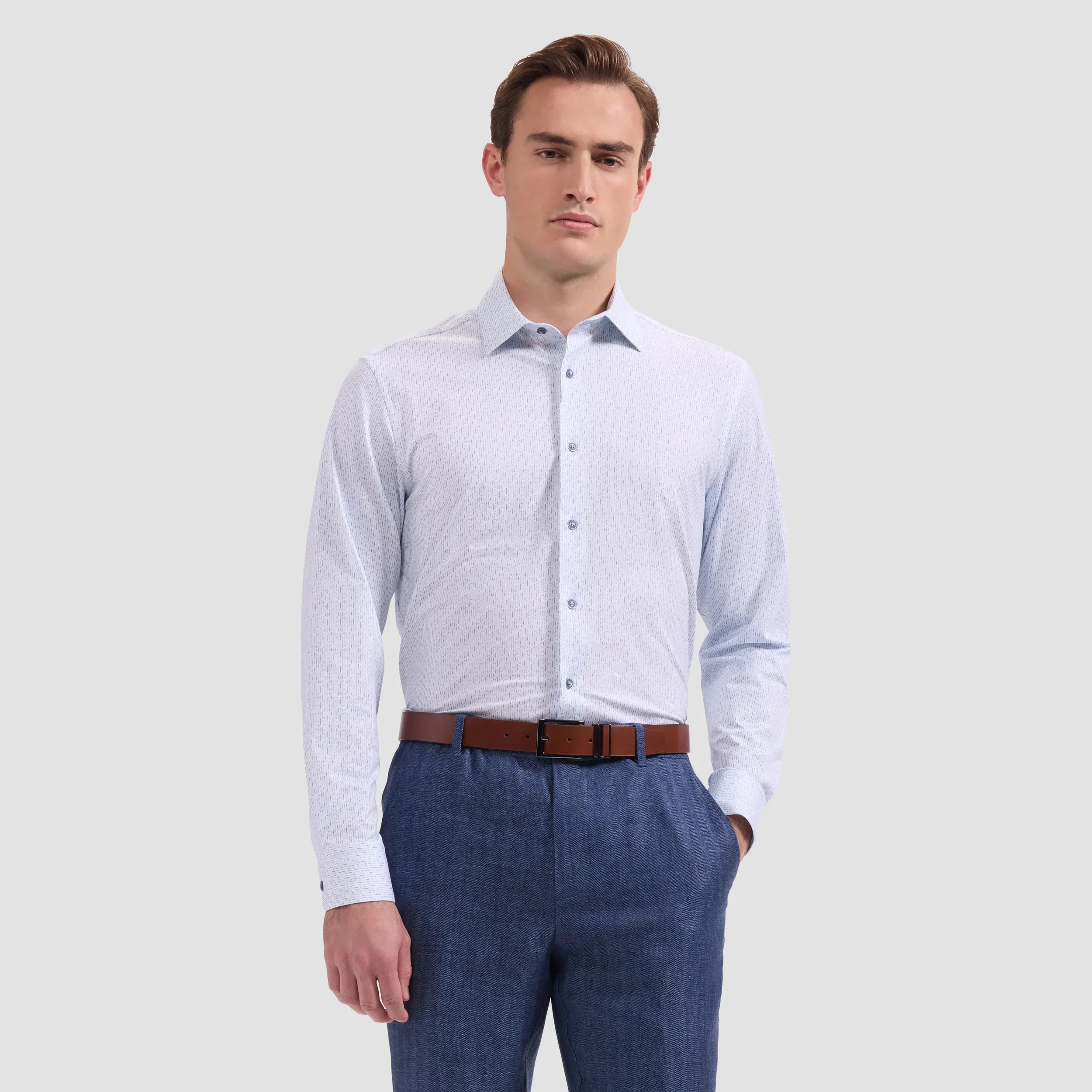 Bugatchi Sport Shirts James OoohCotton® Geometric Shirt in Air Blue