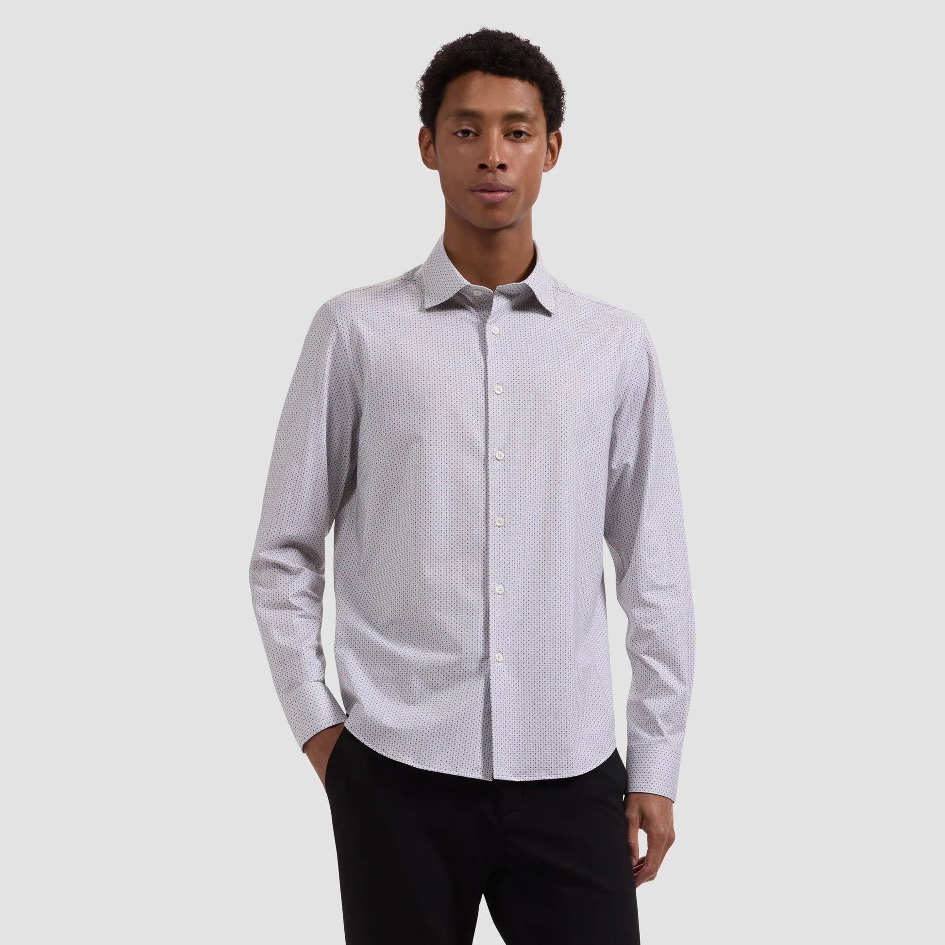 Bugatchi Sport Shirts James OoohCotton® Geometric Shirt in Limestone