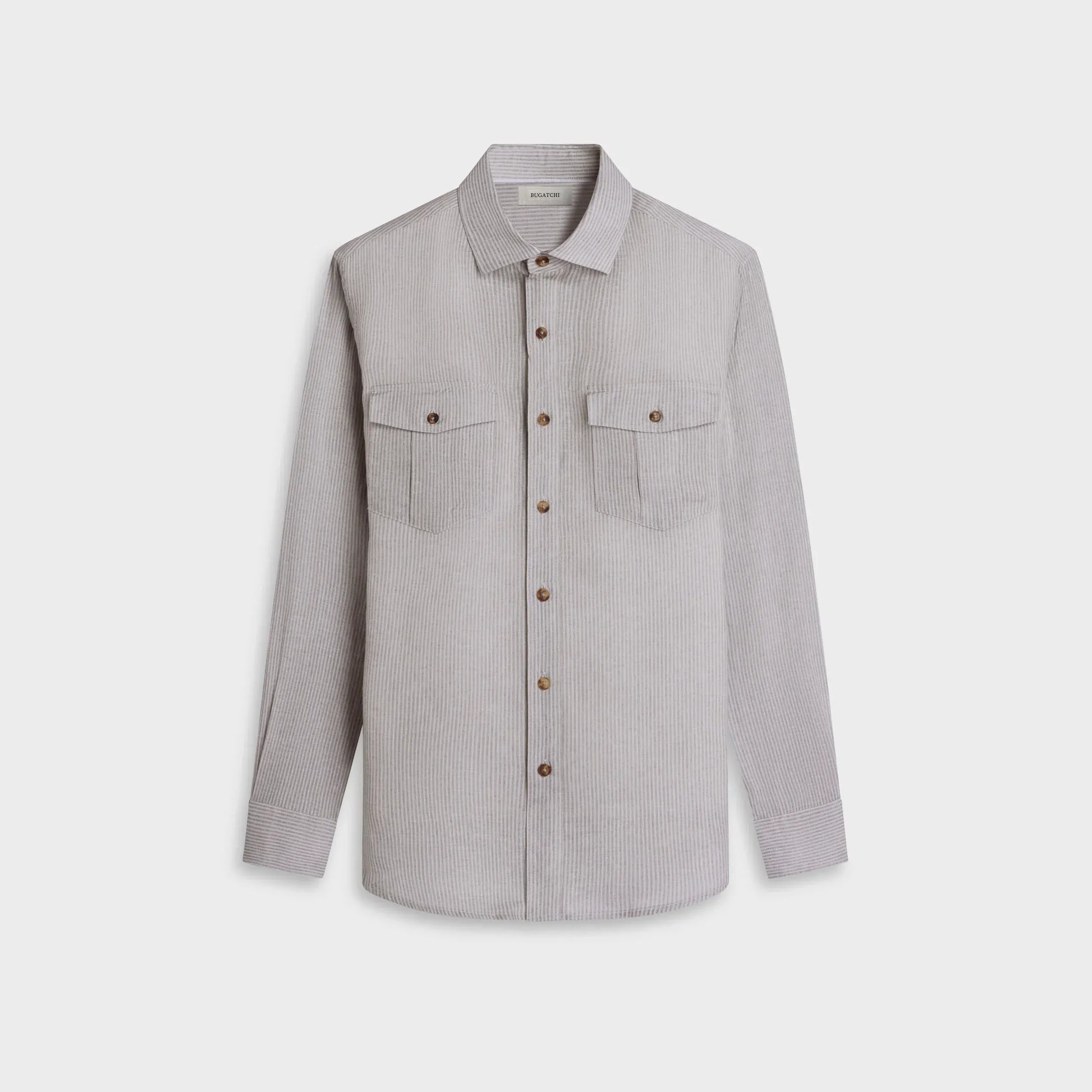 Bugatchi Sport Shirts Jasper Striped Shirt in Khaki