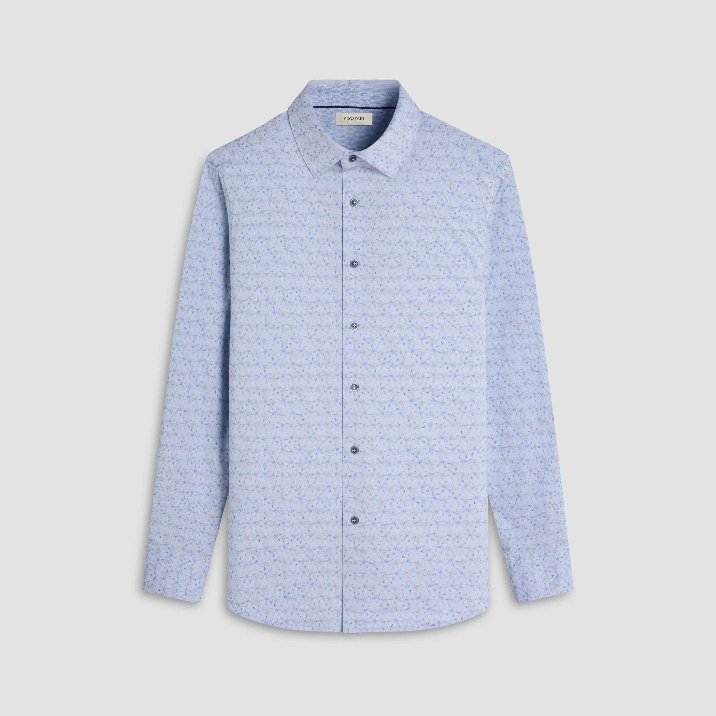 Bugatchi Sport Shirts Jimmy Double-Sided Floral & Feather OoohCotton® Shirt - Air Blue