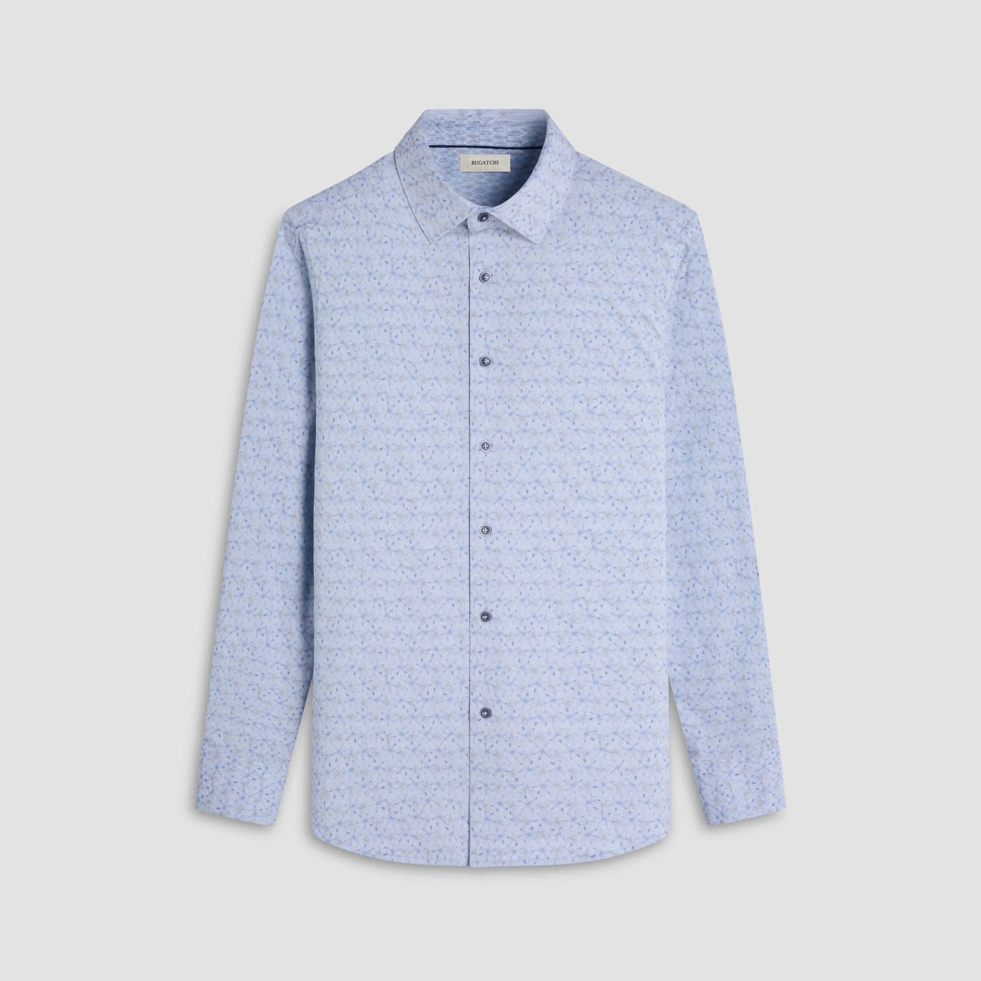 Bugatchi Sport Shirts Jimmy Double-Sided Floral & Feather OoohCotton® Shirt - Air Blue