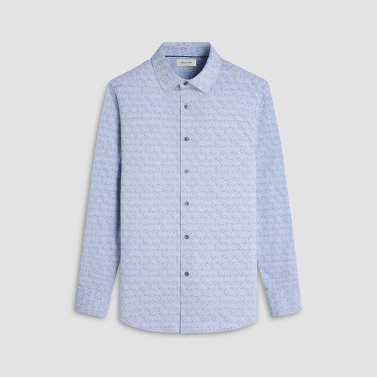 Bugatchi Sport Shirts Jimmy Double-Sided Floral & Feather OoohCotton® Shirt - Air Blue