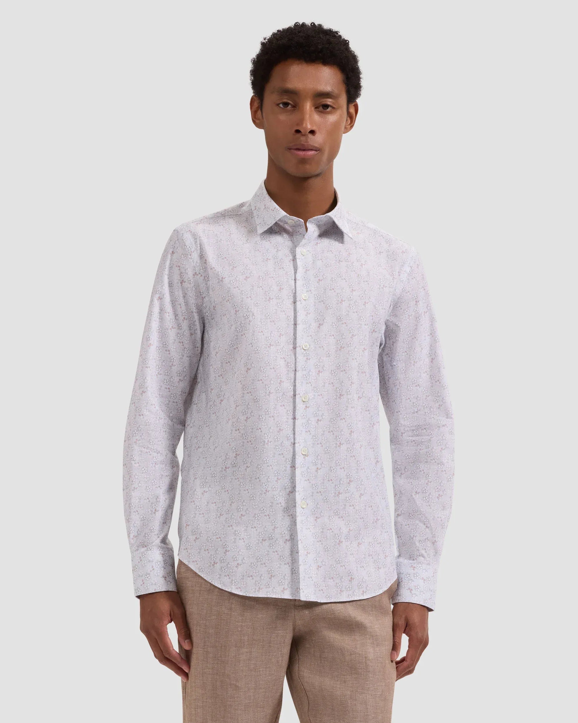 Bugatchi Sport Shirts Julian Floral Shirt in Hazy Blue