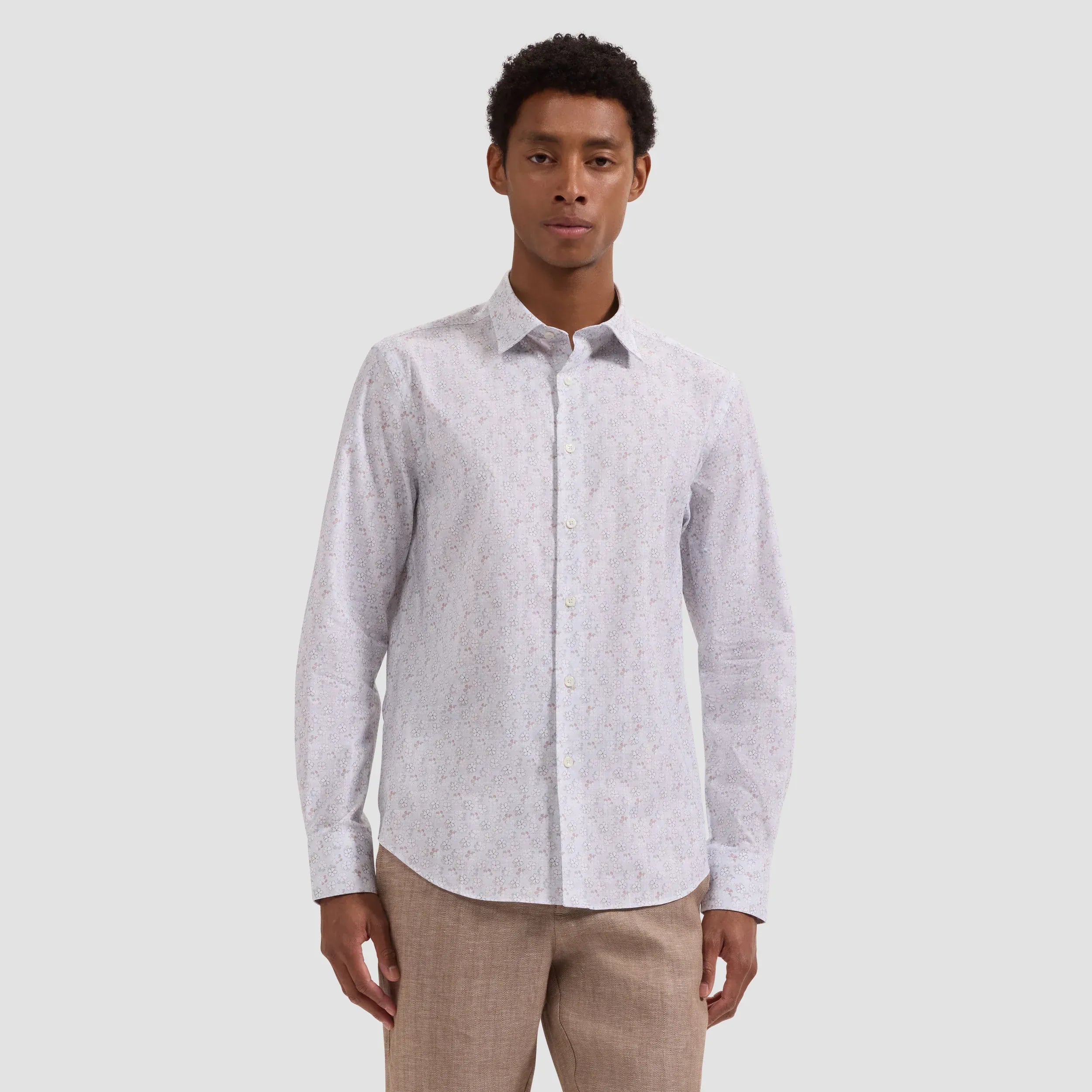 Bugatchi Sport Shirts Julian Floral Shirt in Hazy Blue