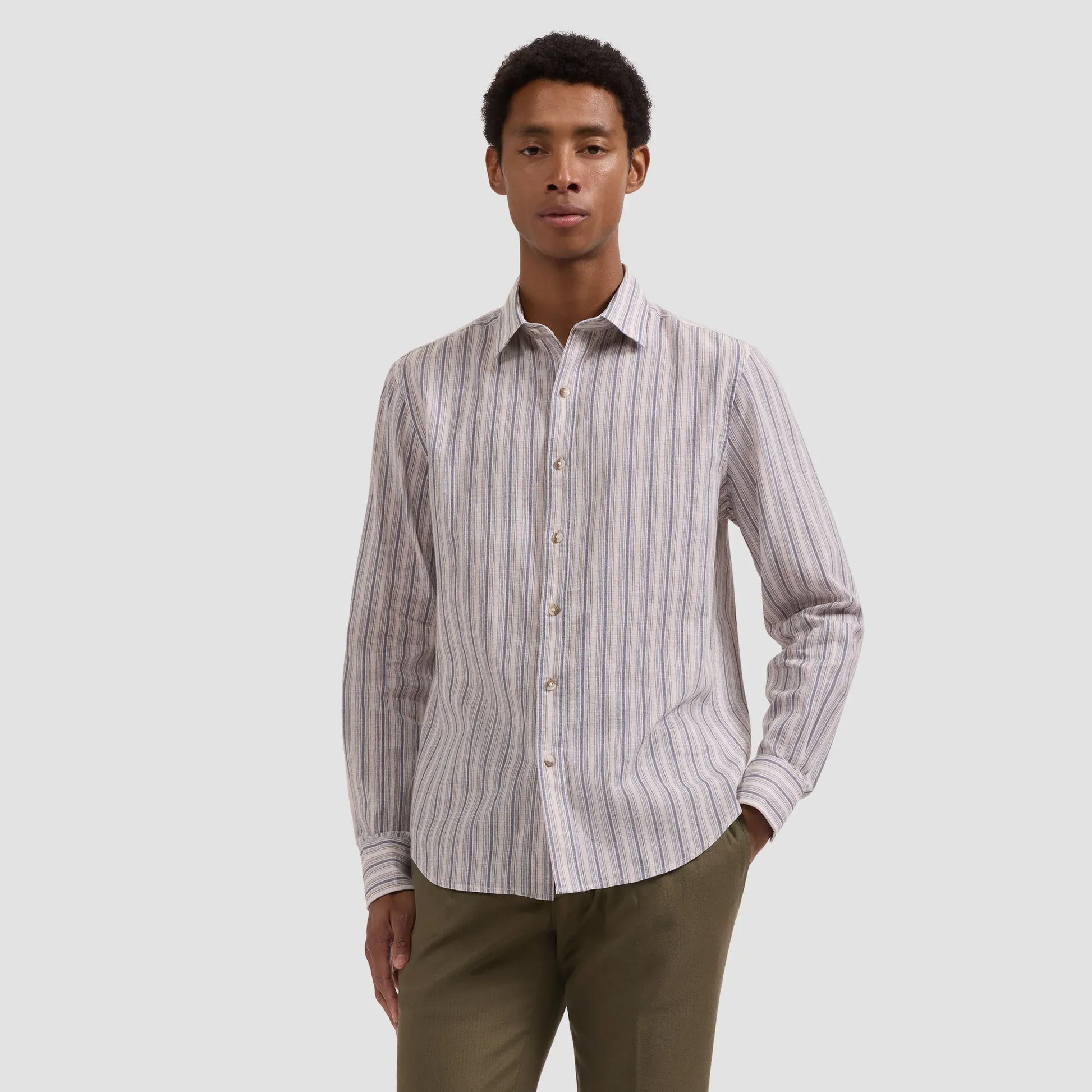 Bugatchi Sport Shirts Julian Striped Shirt in Camel